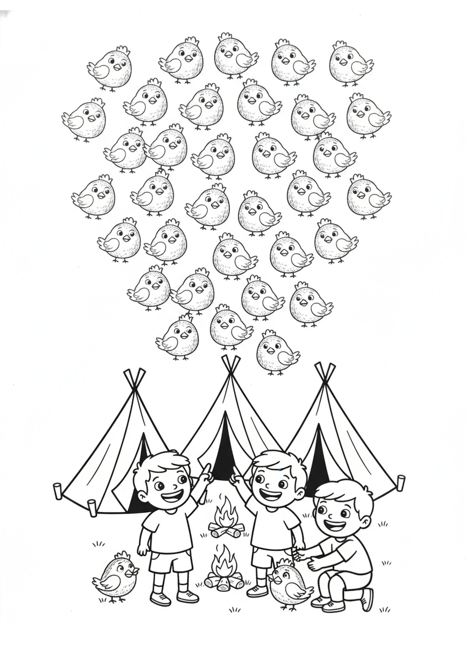 Quail at Sunset — printable Bible coloring page from Manna and Quail from Heaven