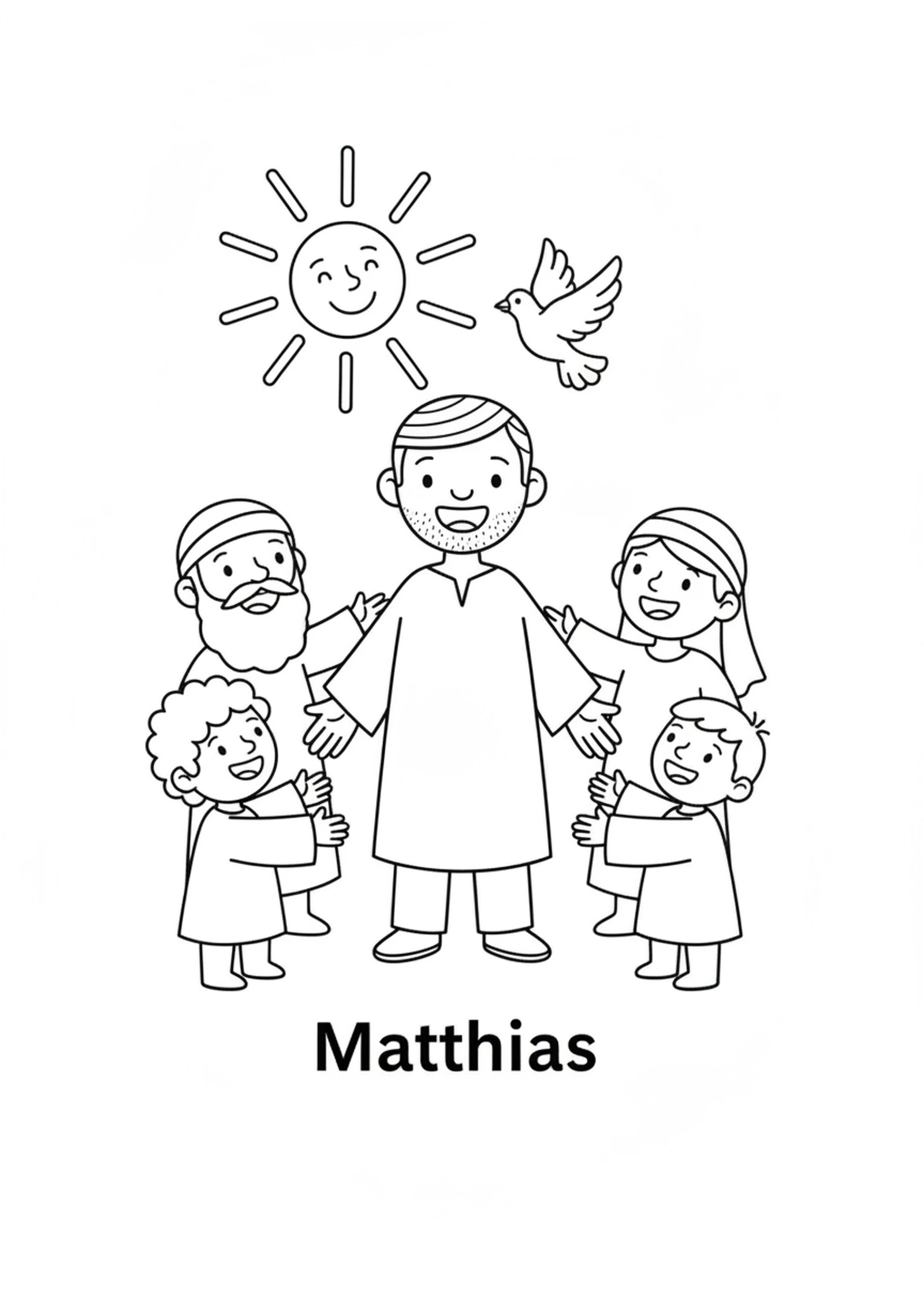 Matthias the New Apostle — printable Bible coloring page from Matthias — Choosing a New Apostle