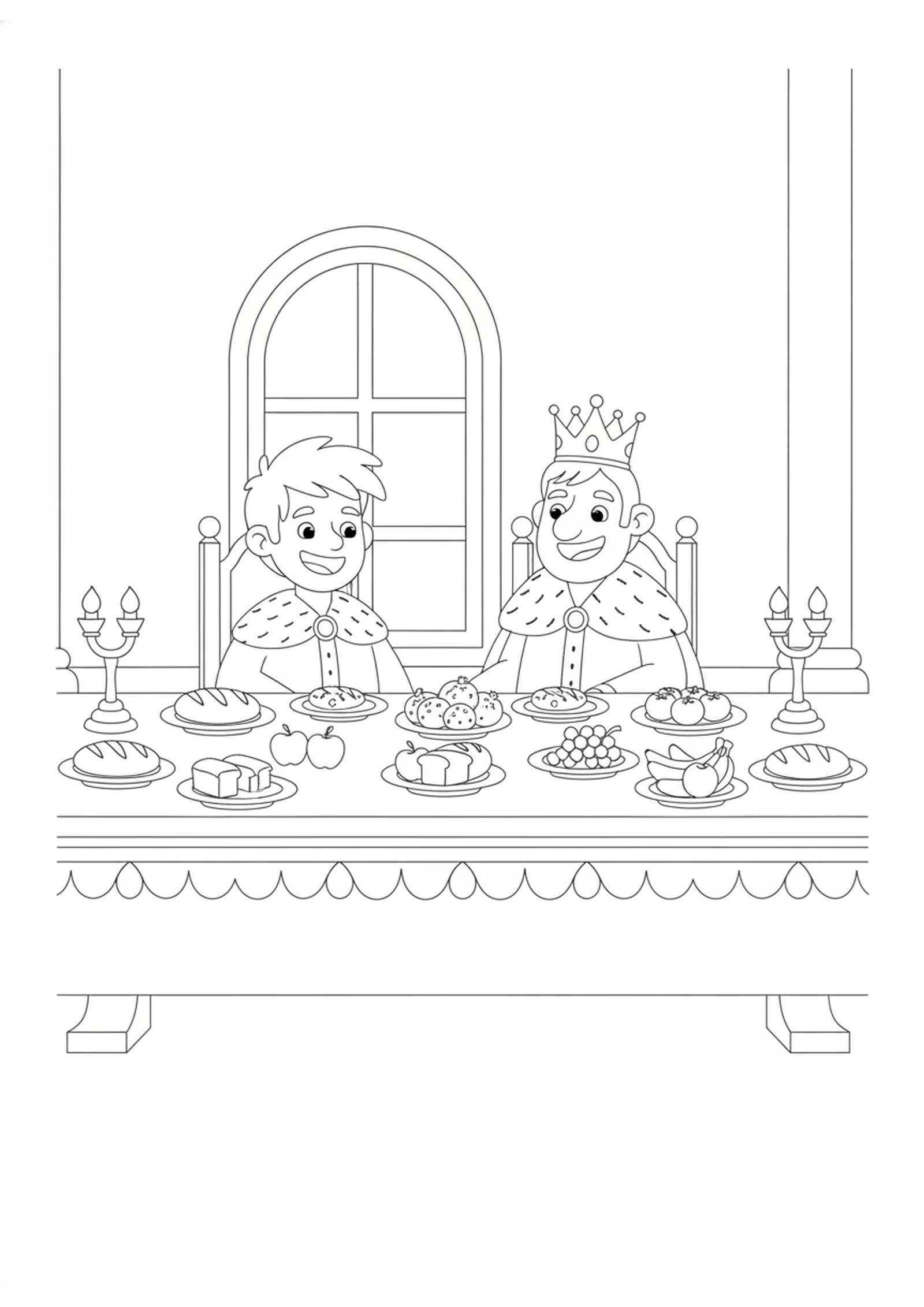 A Seat at the King's Table — printable Bible coloring page from Mephibosheth — Kindness at the King’s Table