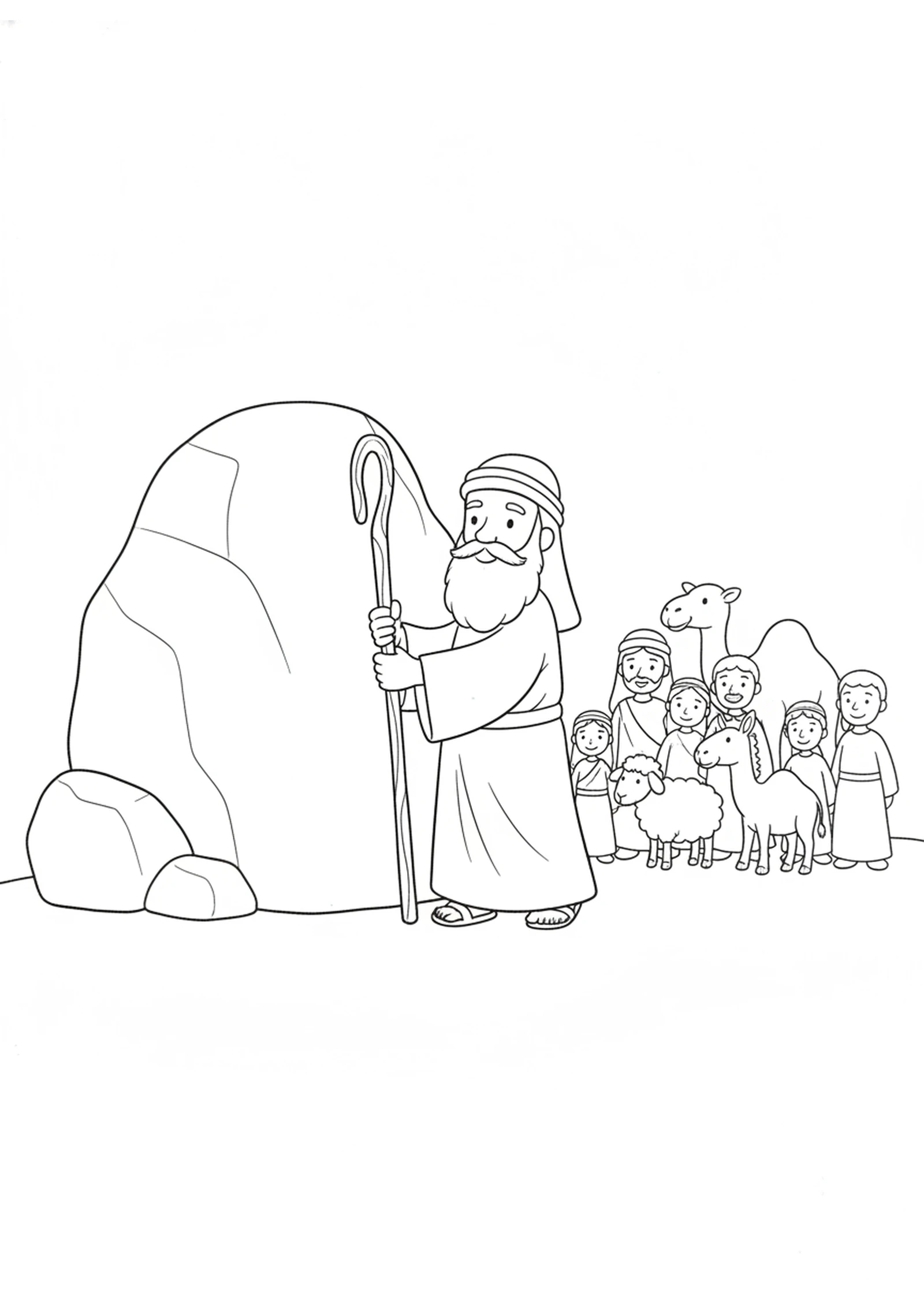 Moses and His Staff — printable Bible coloring page from Water at Meribah — Moses’ Mistake