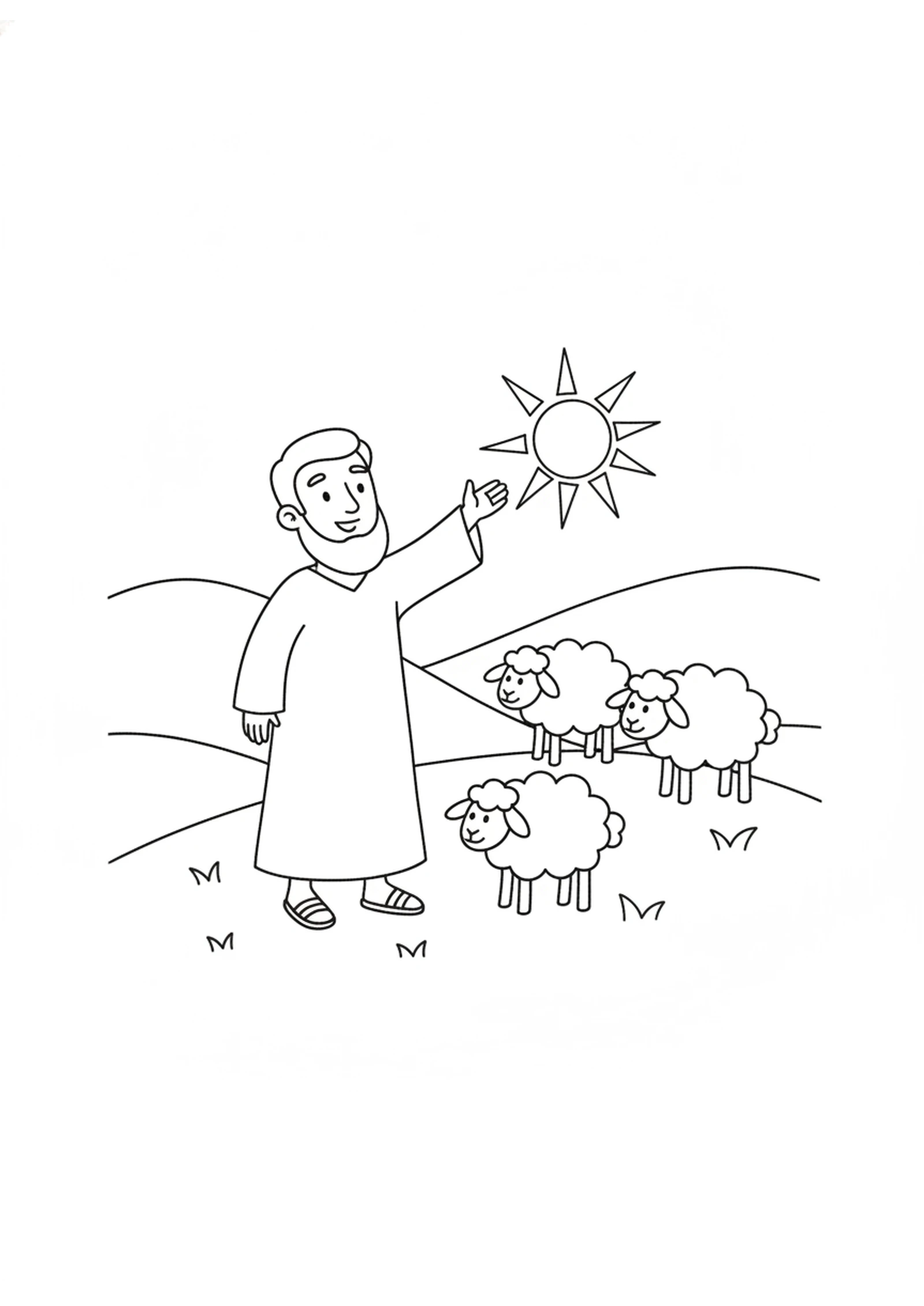 Micah on the Hillside — printable Bible coloring page from Micah Foretells Bethlehem