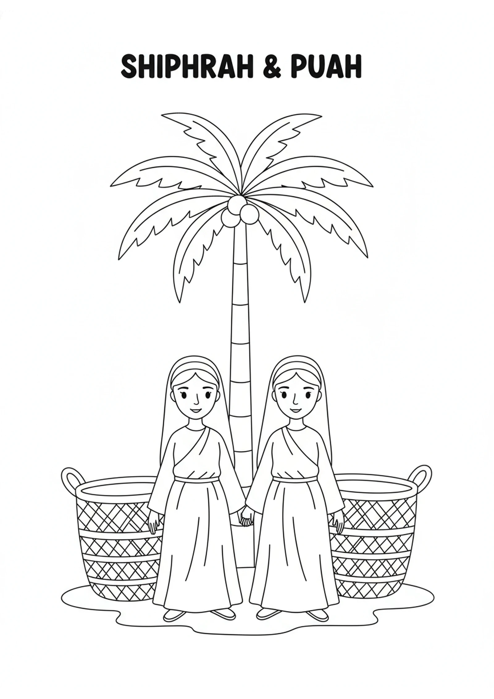 The Brave Midwives — printable Bible coloring page from Shiphrah and Puah — The Midwives Who Feared God