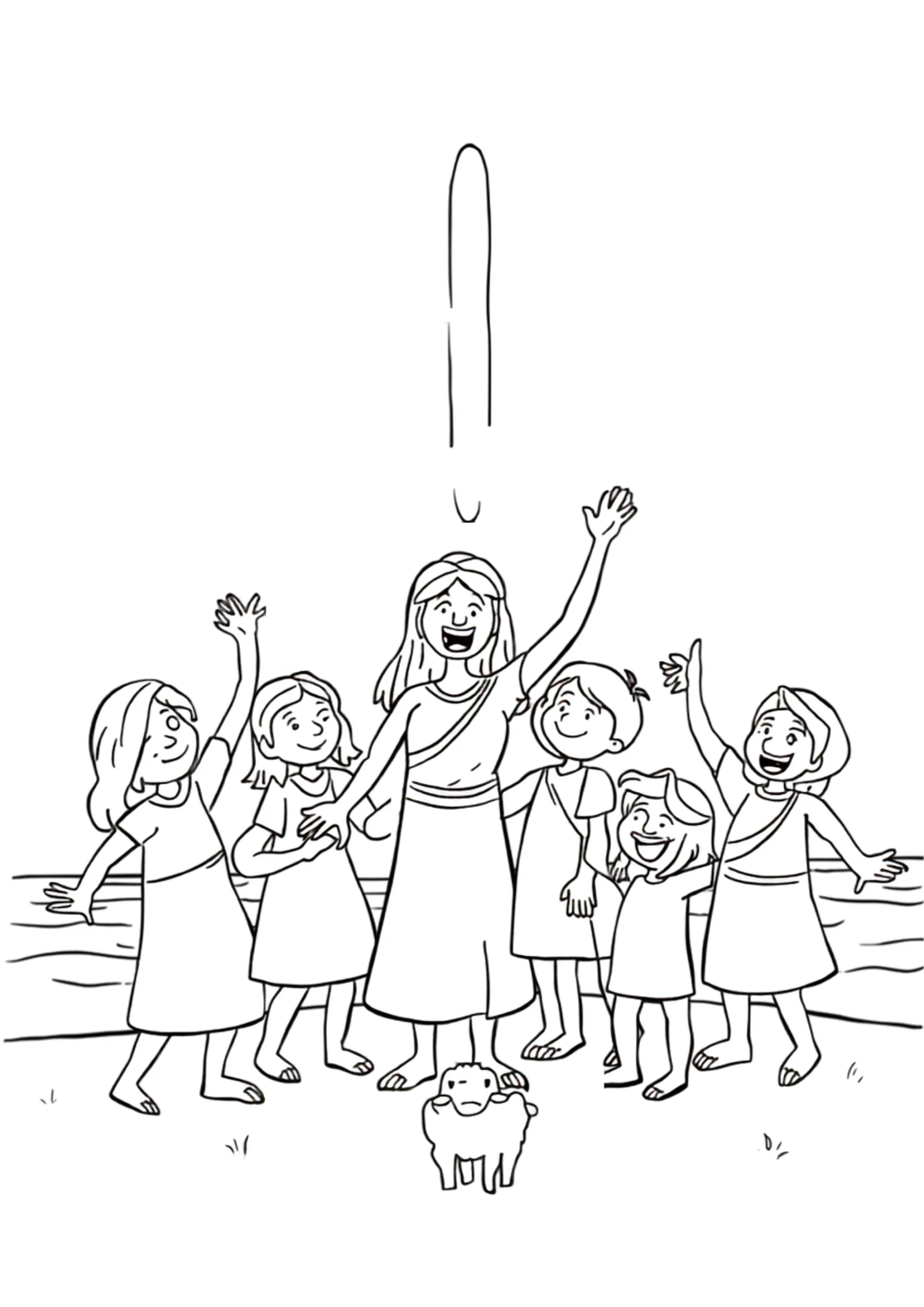 Free at Last — printable Bible coloring page from Moses & the Red Sea