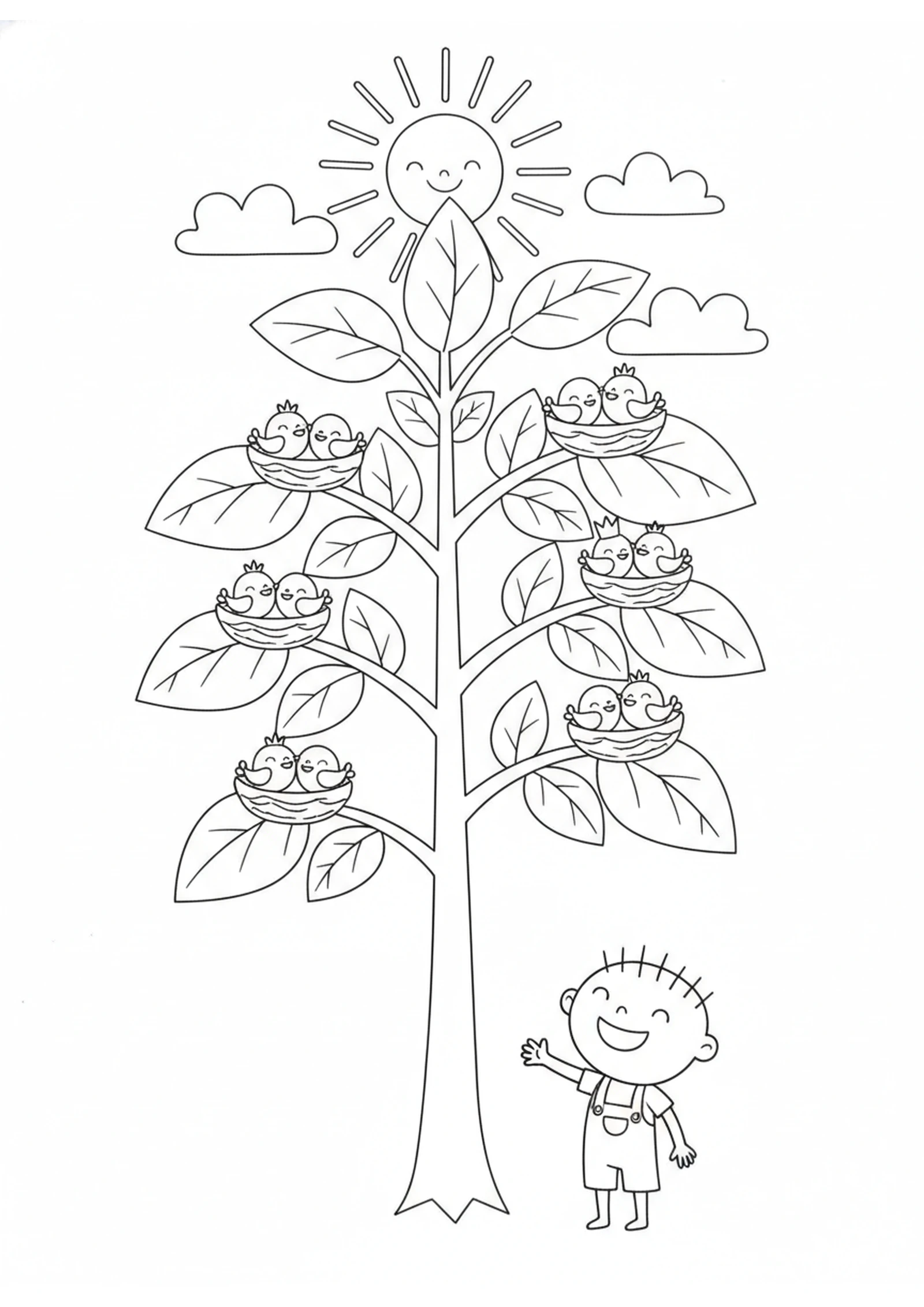 The Great Mustard Tree — printable Bible coloring page from The Tiny Mustard Seed