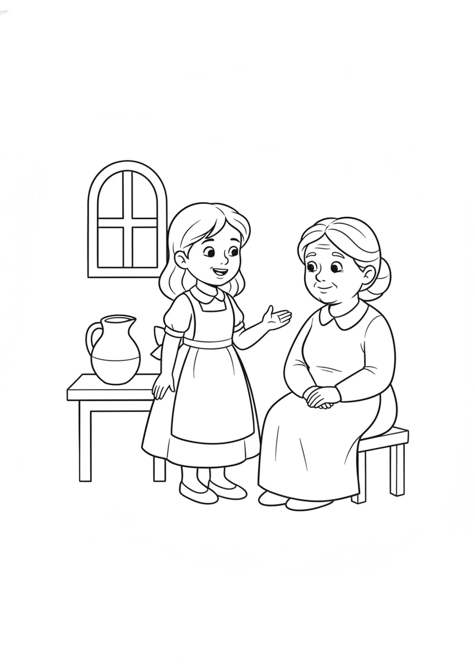 The Brave Servant Girl — printable Bible coloring page from Naaman and the Brave Servant Girl