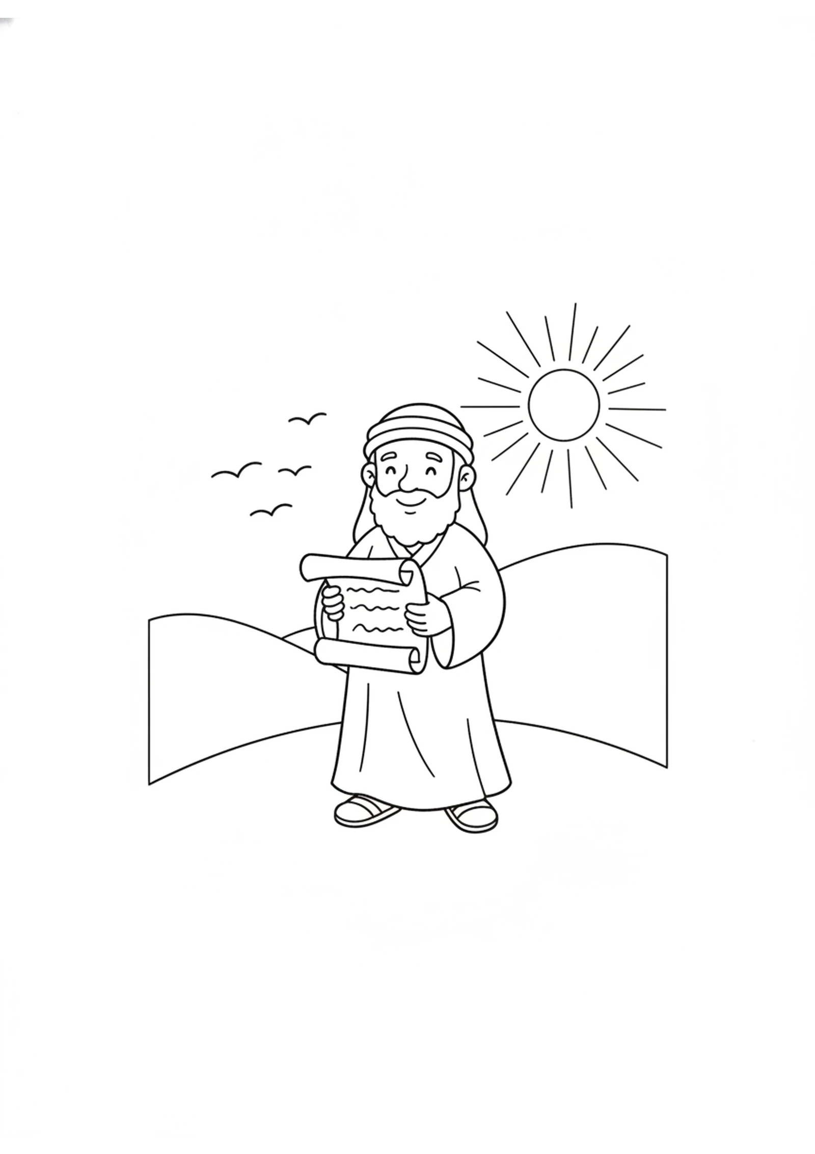 Nahum and His Scroll — printable Bible coloring page from Nahum — Nineveh Falls