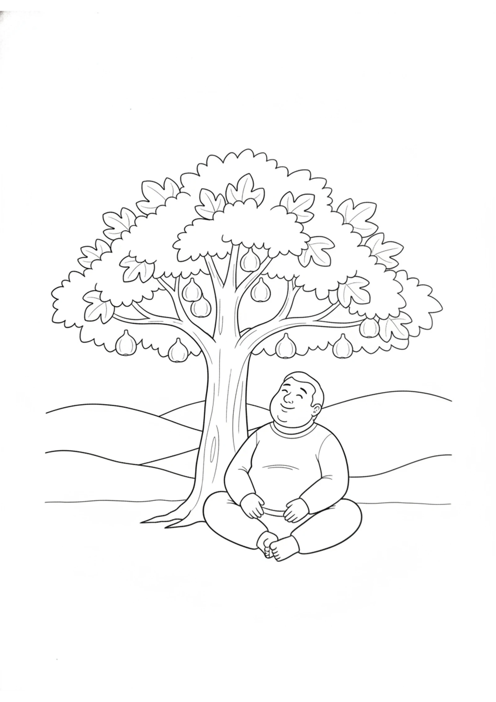 Nathanael Under the Fig Tree — printable Bible coloring page from Nathanael Under the Fig Tree