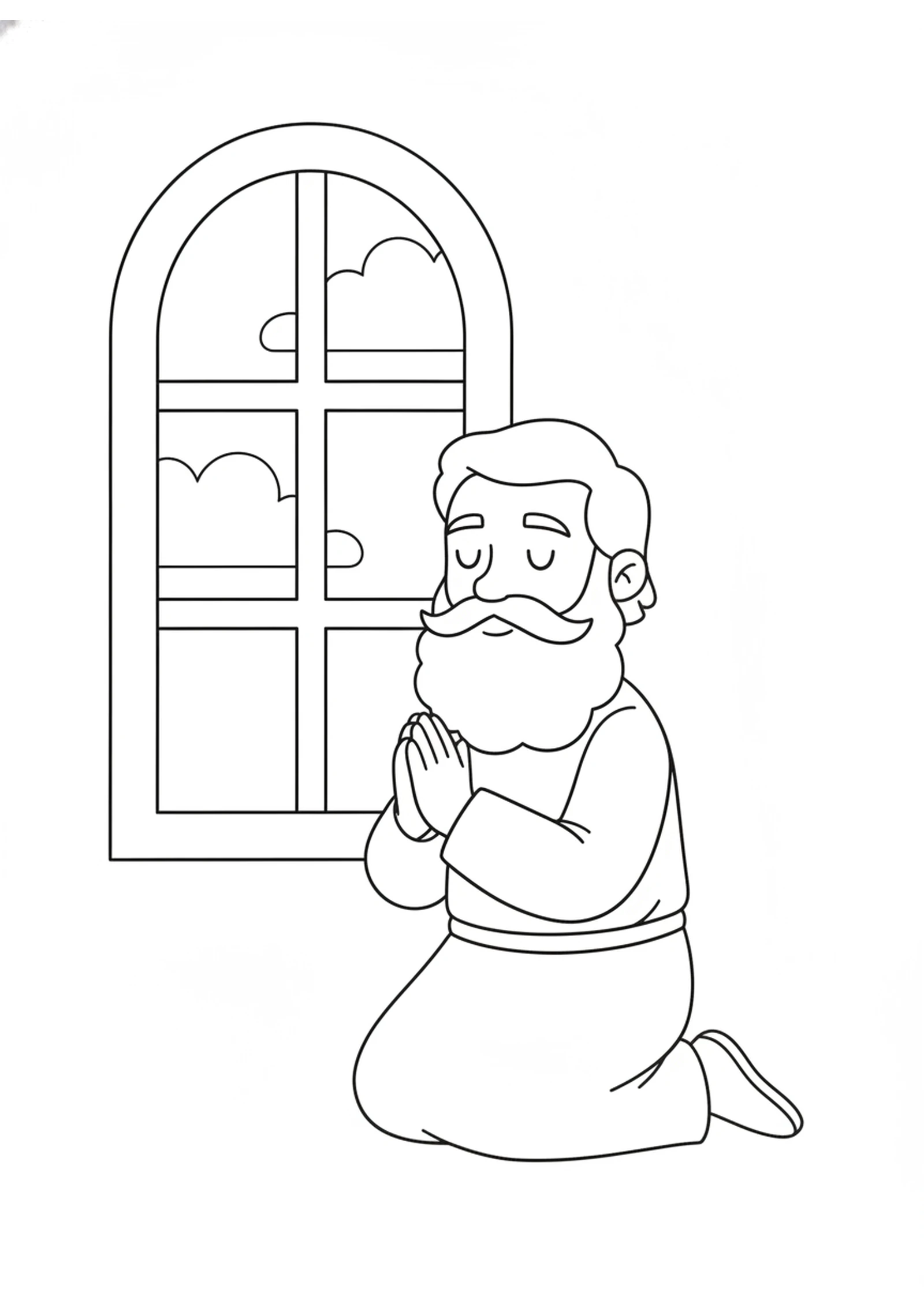 Nehemiah Prays to God — printable Bible coloring page from Nehemiah Rebuilds the Walls