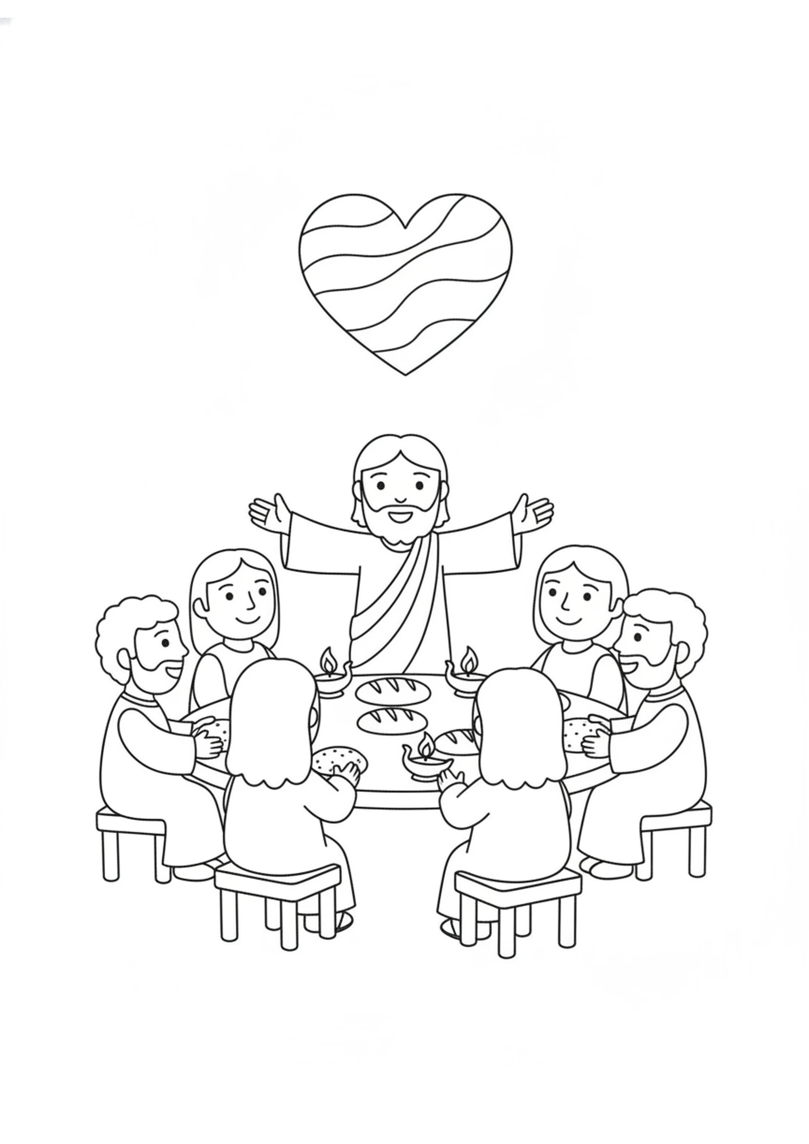 The New Commandment of Love — printable Bible coloring page from The New Commandment — Love One Another