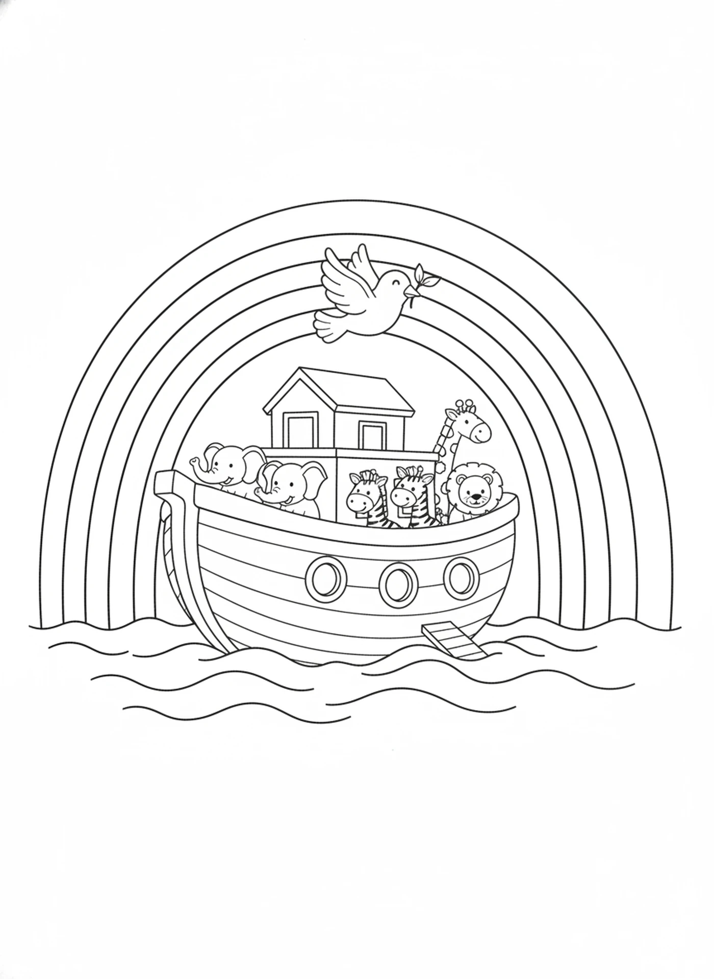 The Rainbow Promise — printable Bible coloring page from Noah & the Ark