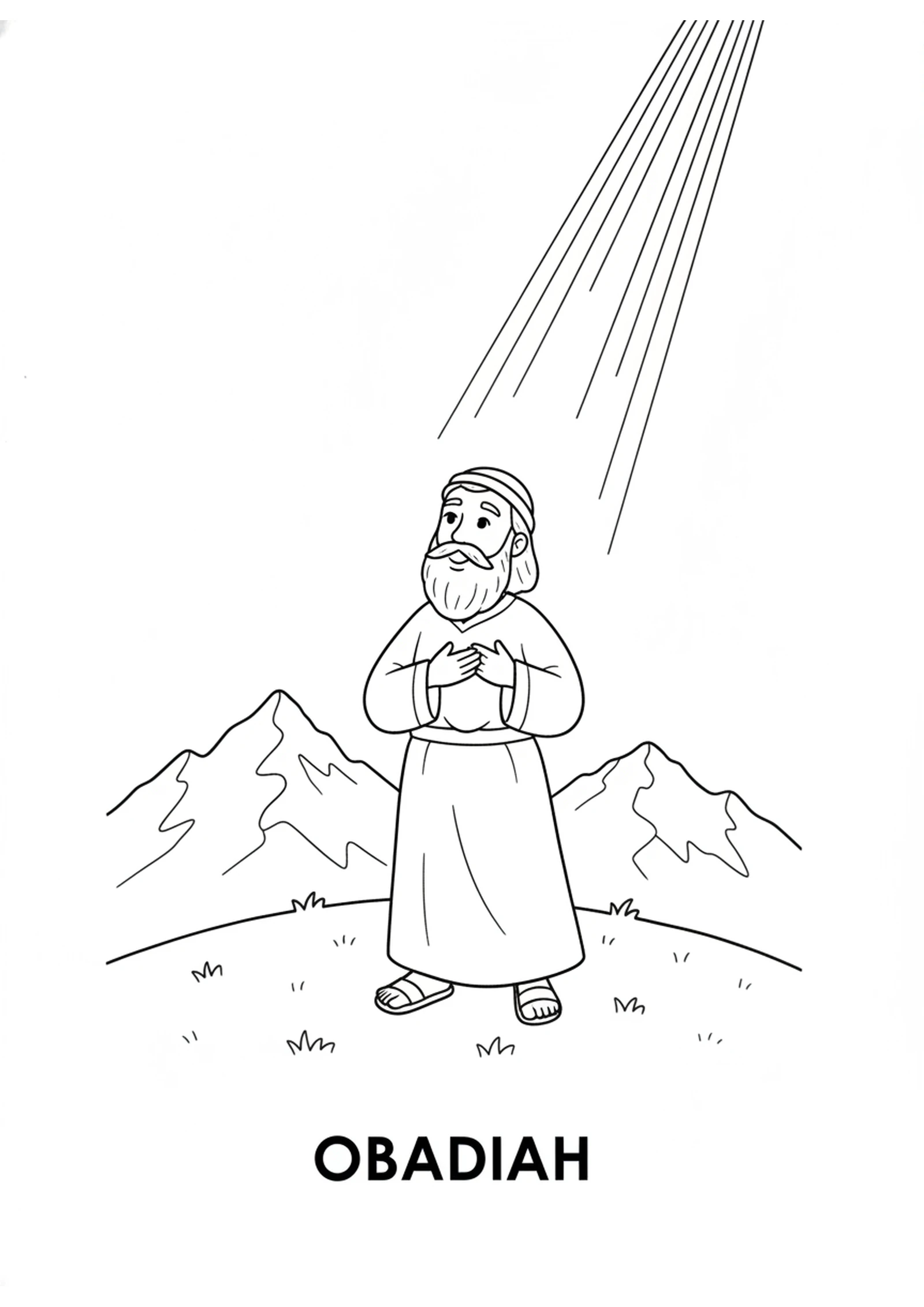 Obadiah Hears God's Message — printable Bible coloring page from Obadiah — Pride Comes Down