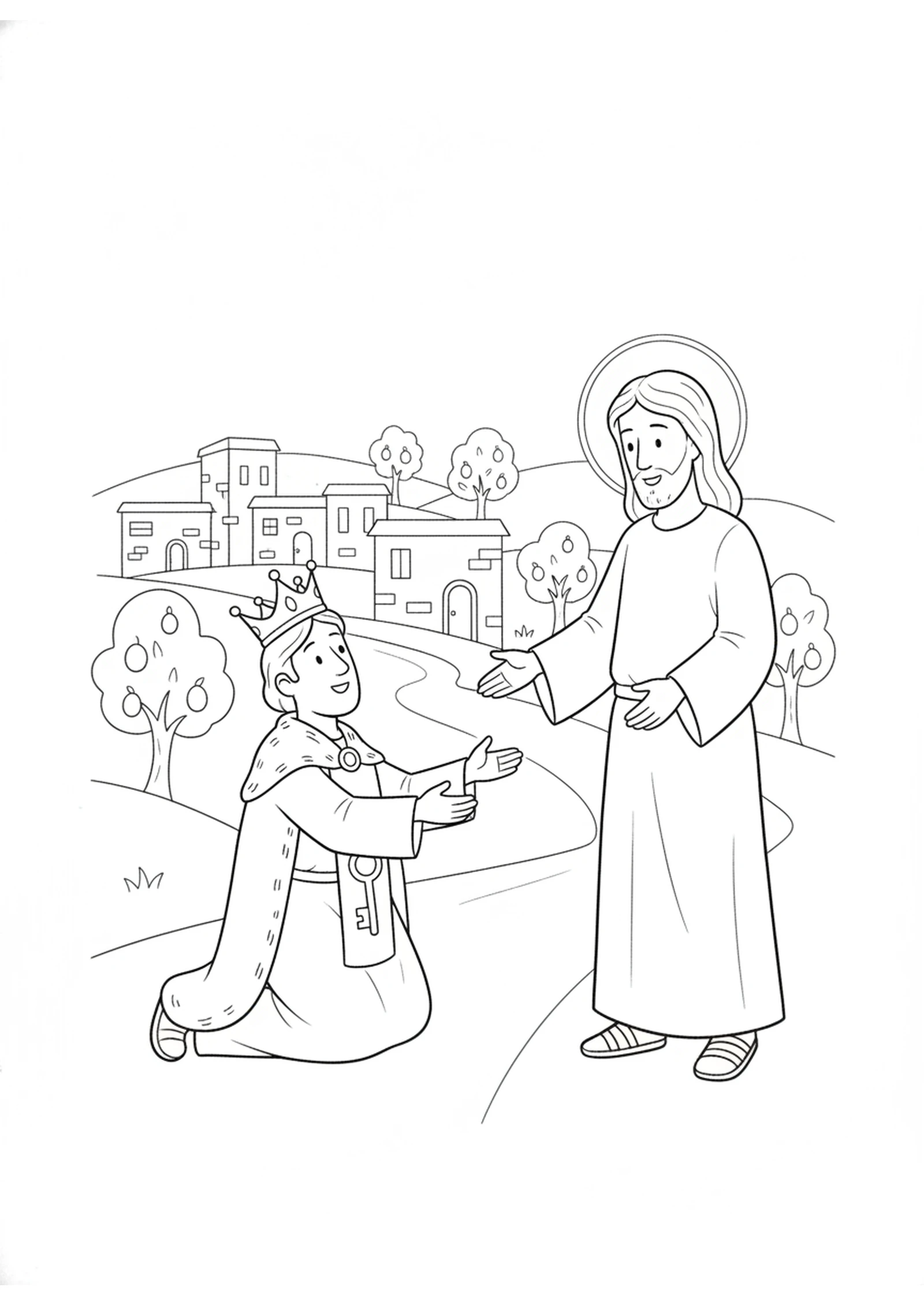 The Father Asks Jesus for Help — printable Bible coloring page from The Official’s Son Healed