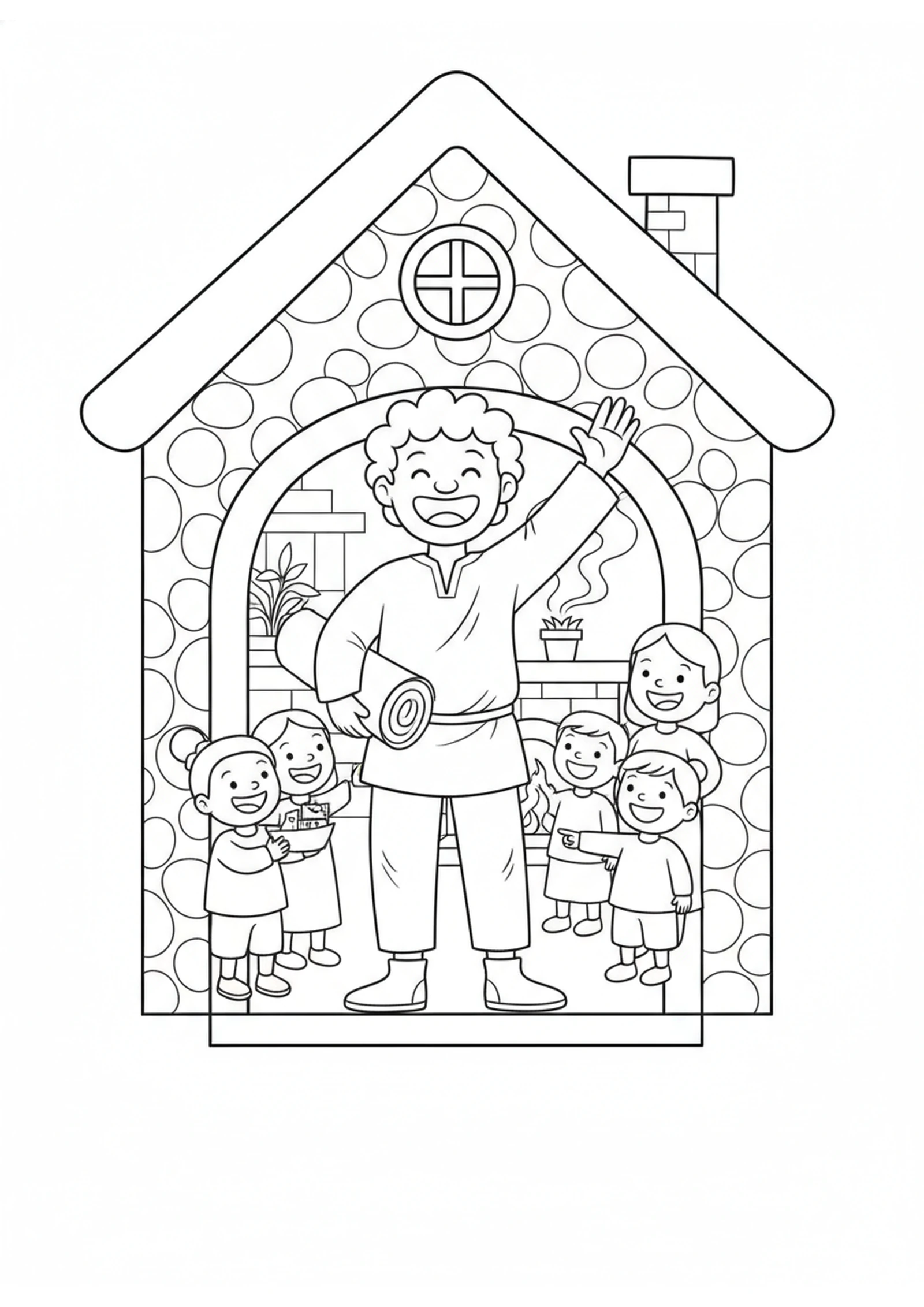 Walking Home with Joy — printable Bible coloring page from The Paralyzed Man Lowered Through the Roof