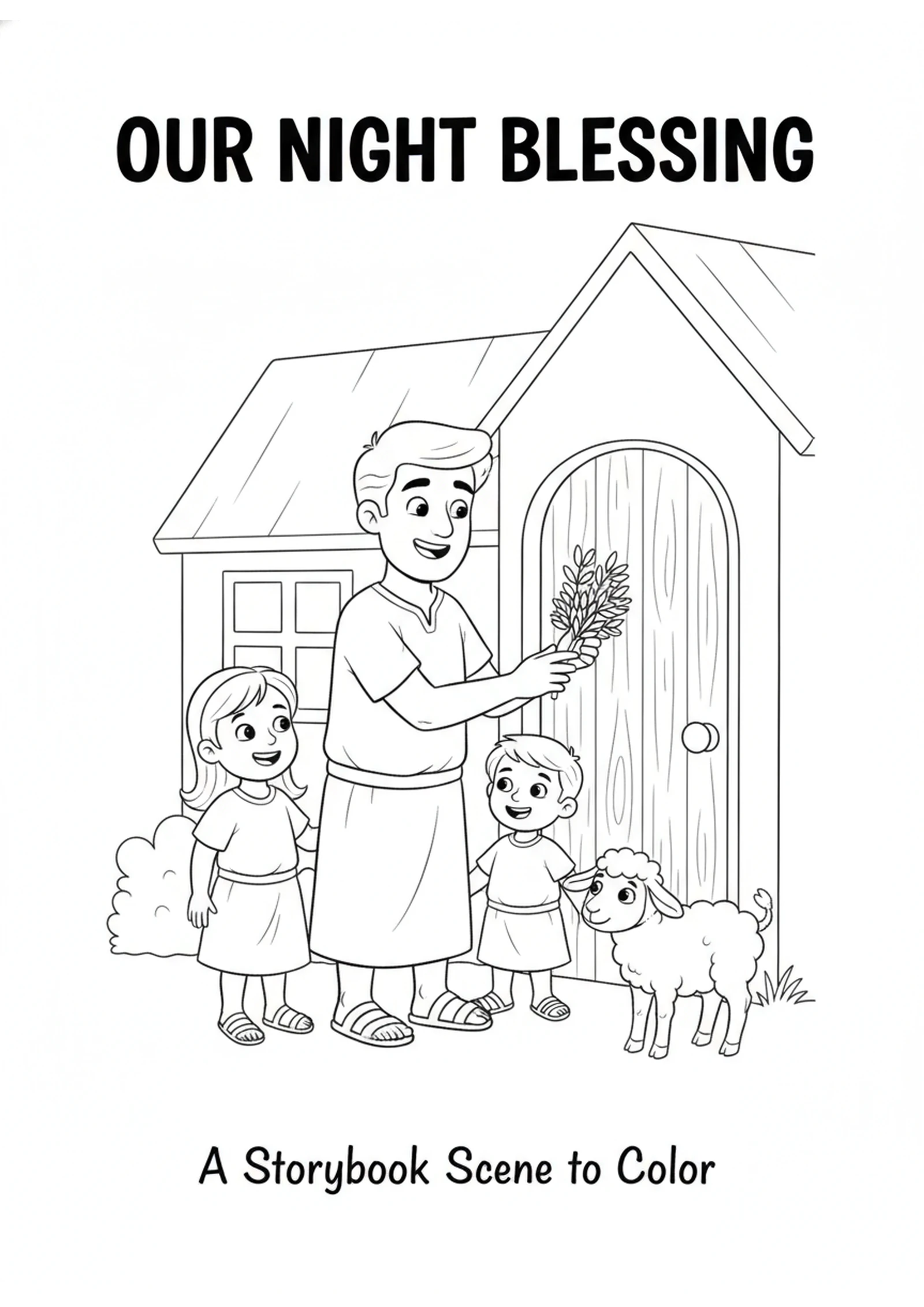 Marking the Doorway — printable Bible coloring page from The First Passover