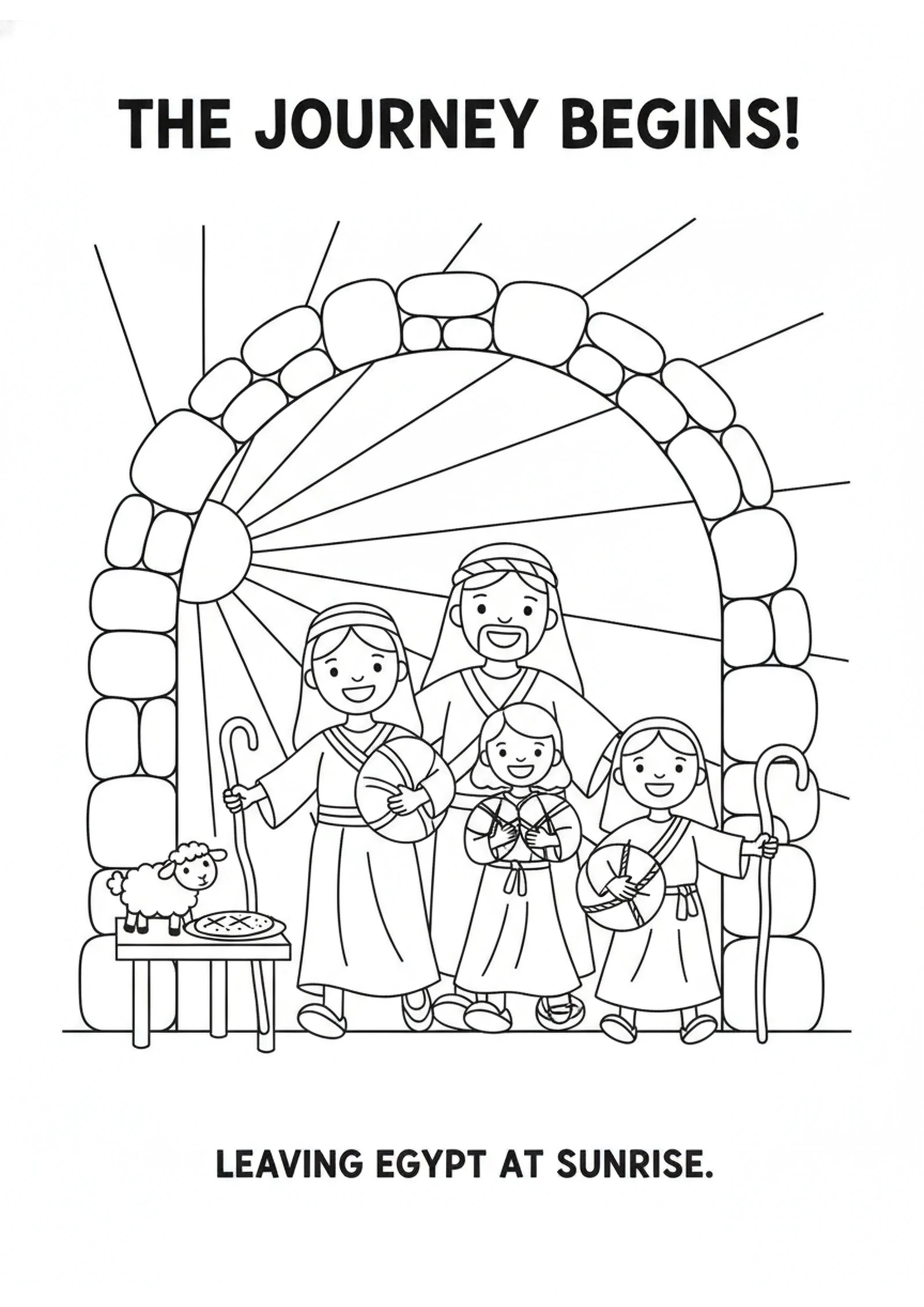 Ready to Leave Egypt — printable Bible coloring page from The First Passover