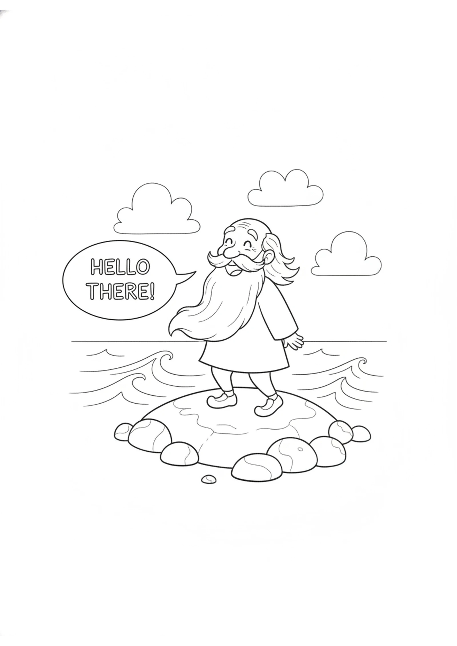 John Hears the Voice — printable Bible coloring page from John’s Vision on Patmos