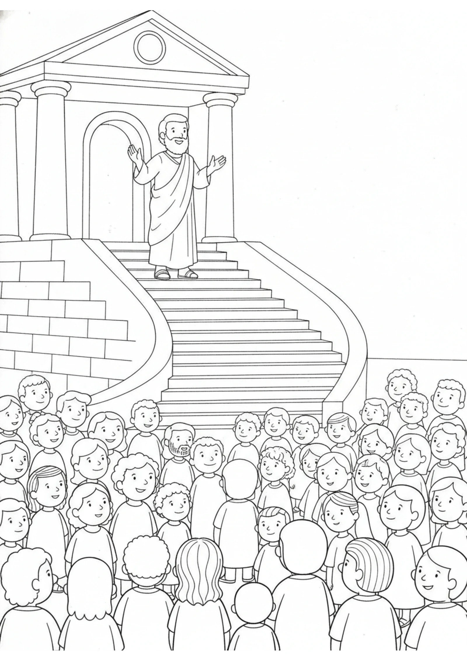 Paul Speaks to the Crowd — printable Bible coloring page from Paul Arrested in Jerusalem