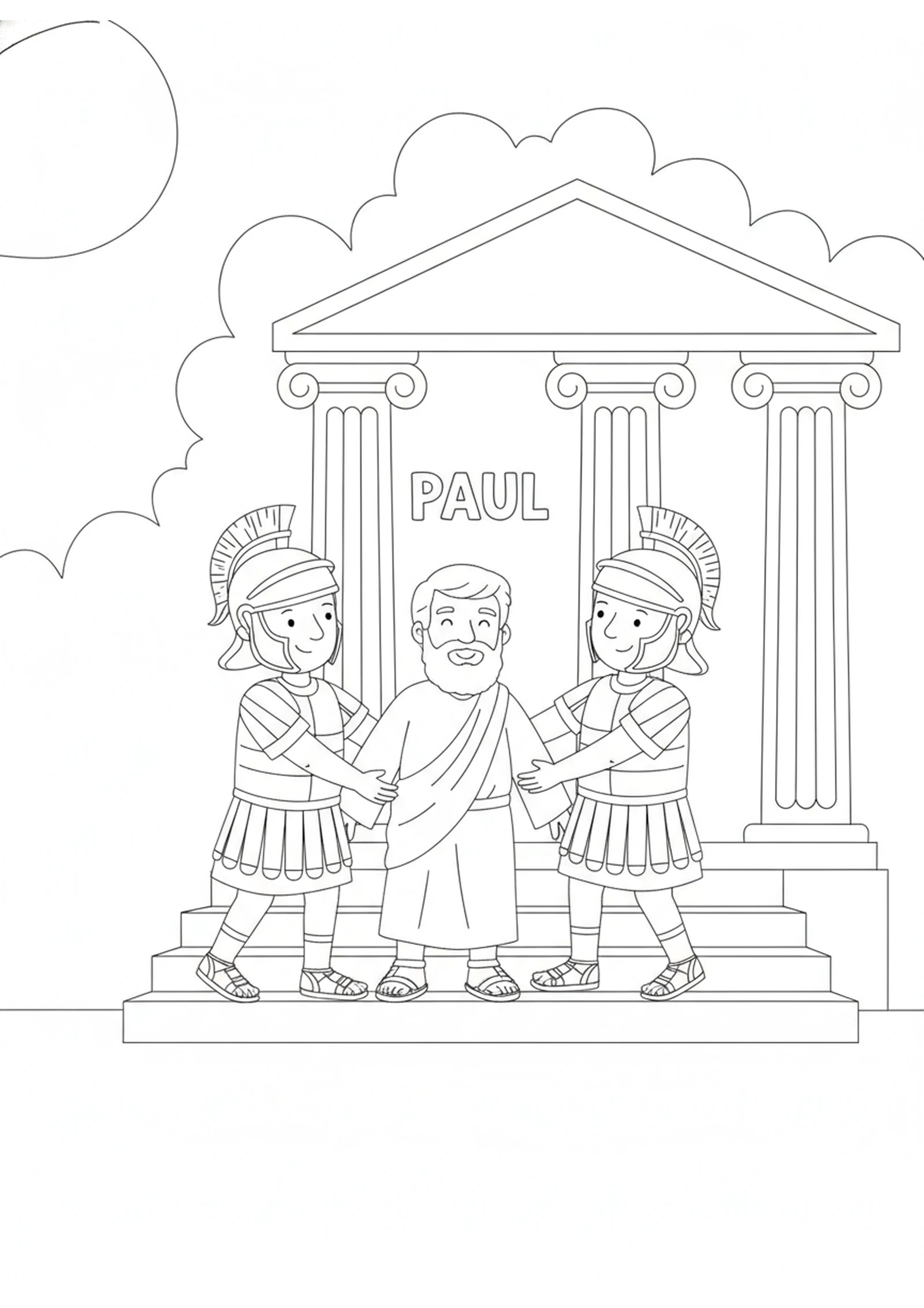 Paul Kept Safe by the Soldiers — printable Bible coloring page from Paul Arrested in Jerusalem