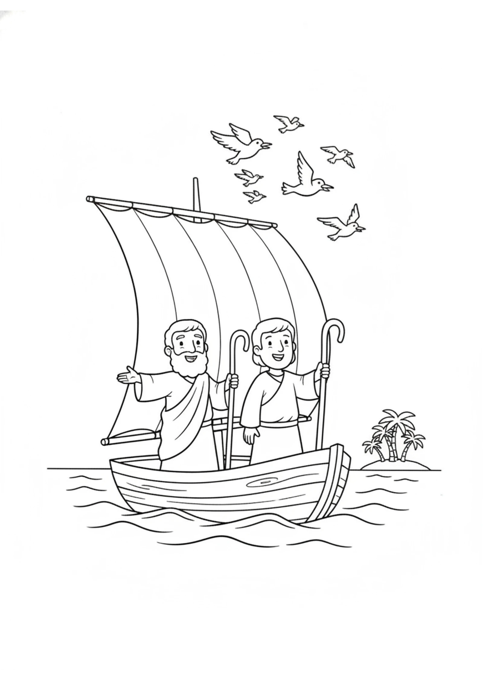 Sailing to the Island — printable Bible coloring page from Paul and Barnabas Sent Out