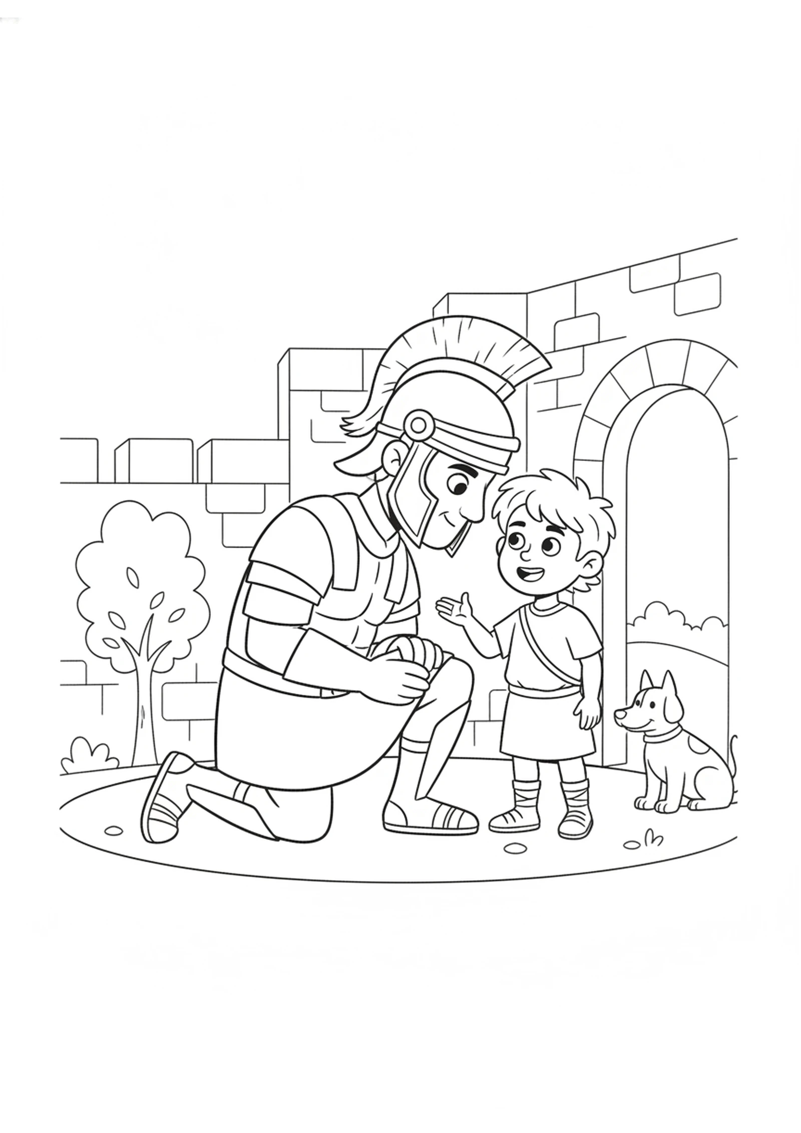 Telling the Commander the Secret — printable Bible coloring page from The Boy Who Saved Paul’s Life