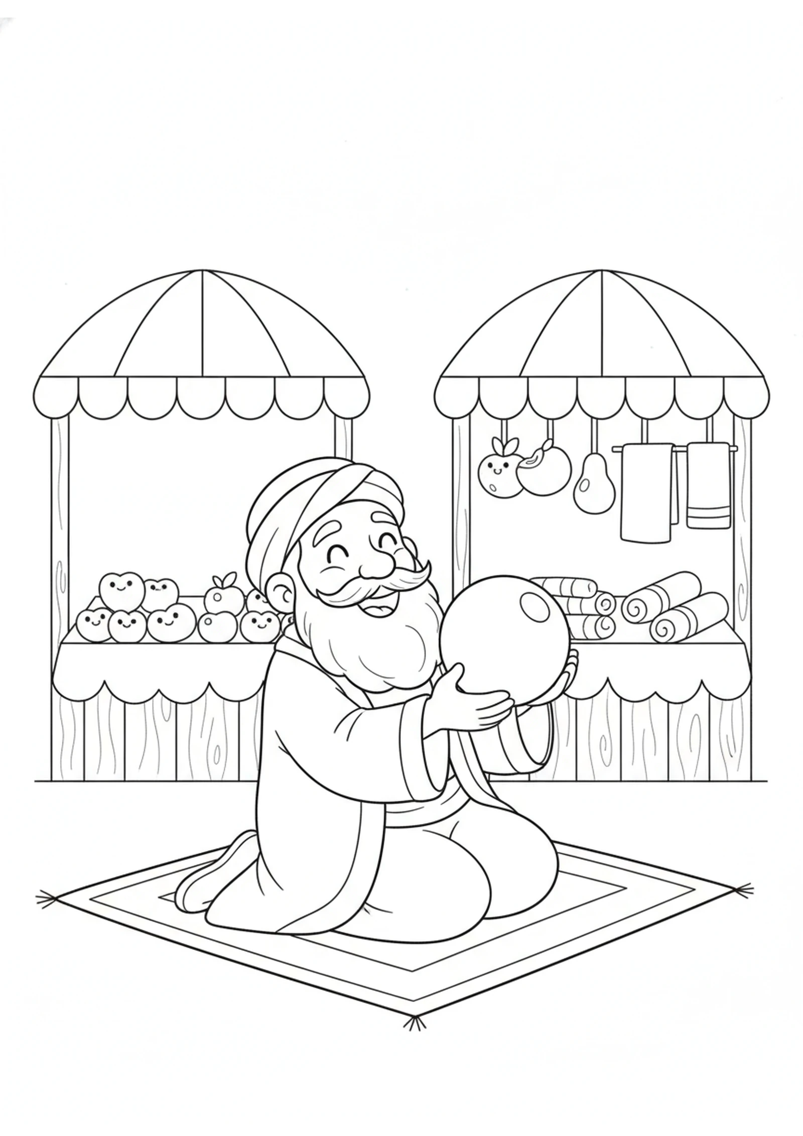The Merchant Finds the Pearl — printable Bible coloring page from The Pearl of Great Price