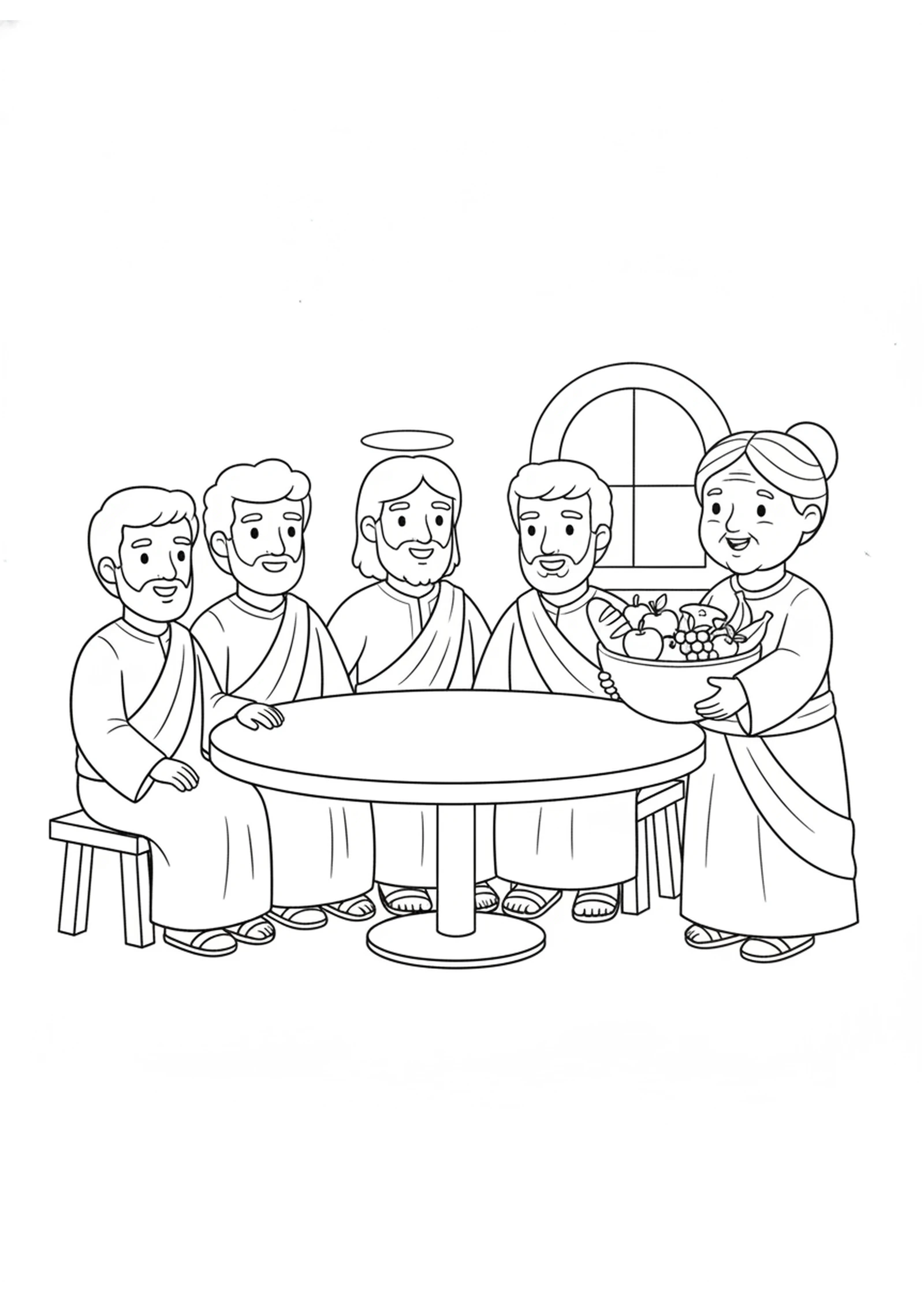 A Thank-You Meal — printable Bible coloring page from Healing Peter’s Mother-in-Law