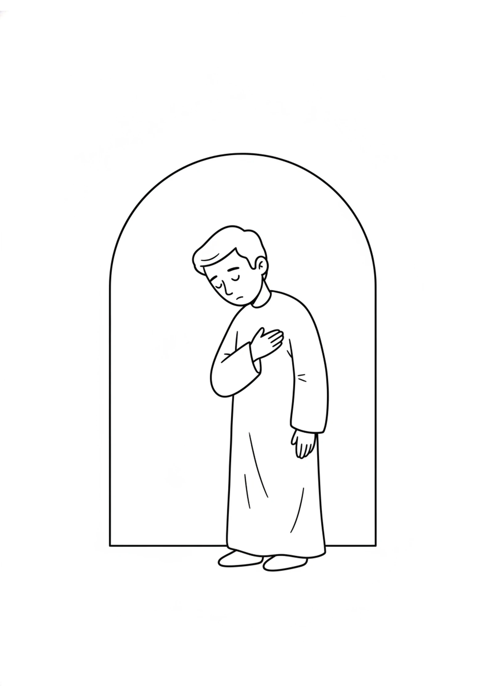 The Humble Prayer — printable Bible coloring page from The Pharisee and the Tax Collector
