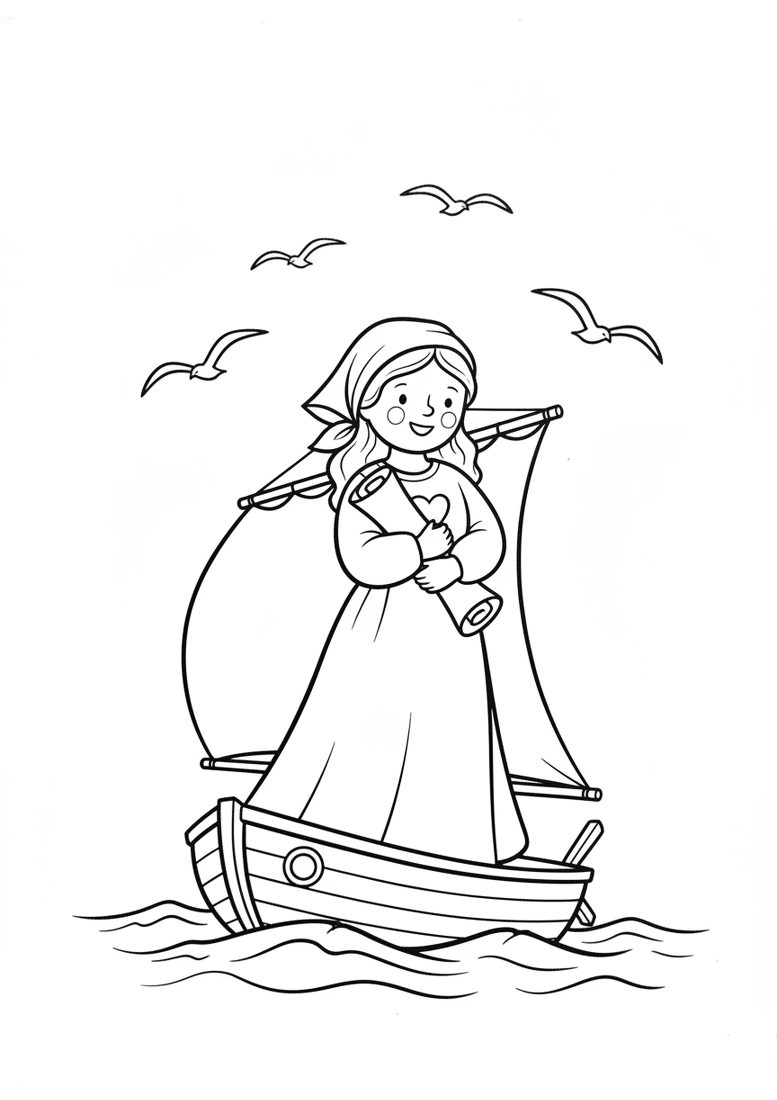 Phoebe Sets Sail — printable Bible coloring page from Phoebe and Paul's Letter