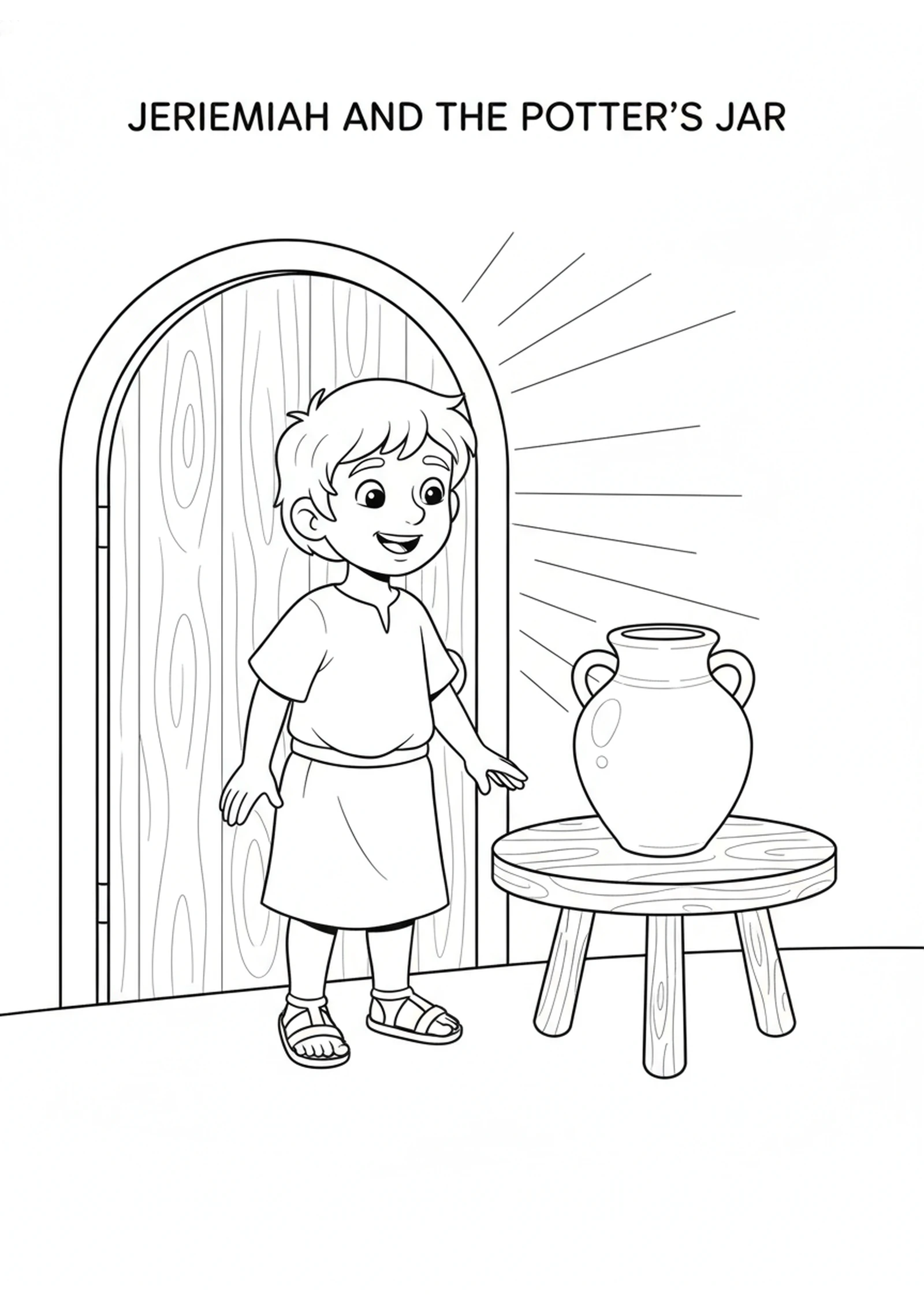 Jeremiah Watches and Learns — printable Bible coloring page from The Potter and the Clay