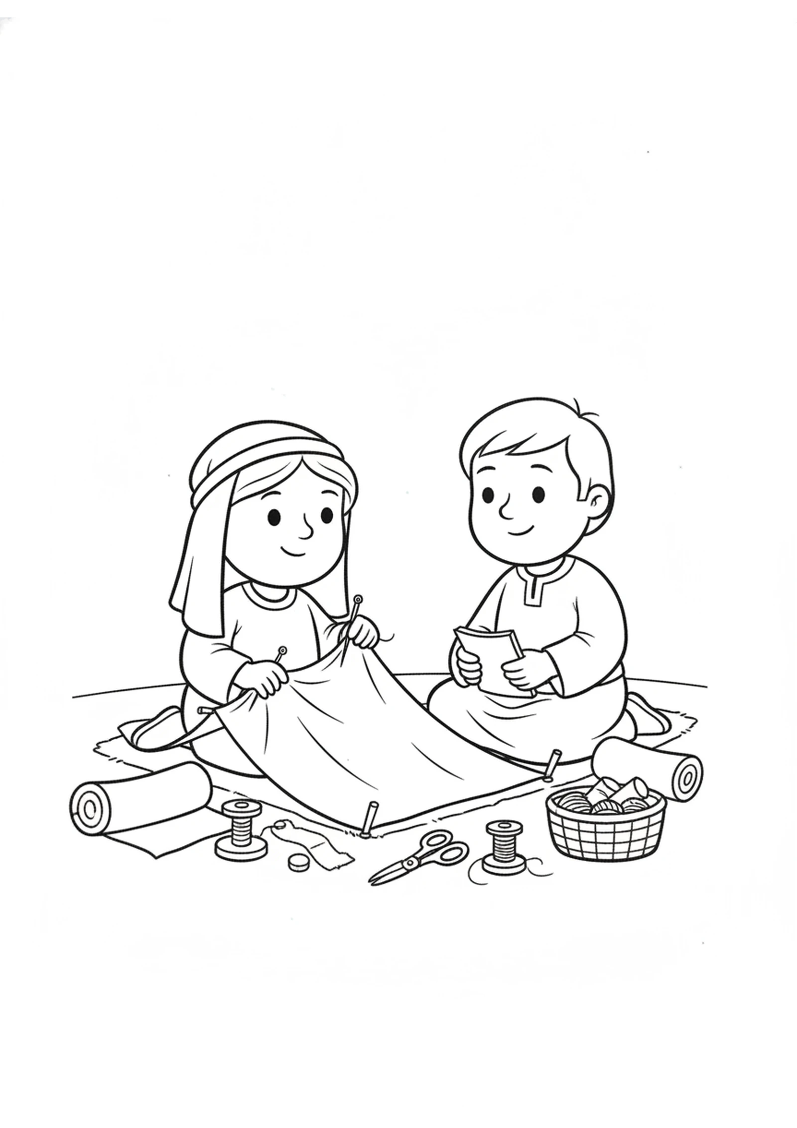 The Tent-Makers' Home — printable Bible coloring page from Priscilla, Aquila and Apollos