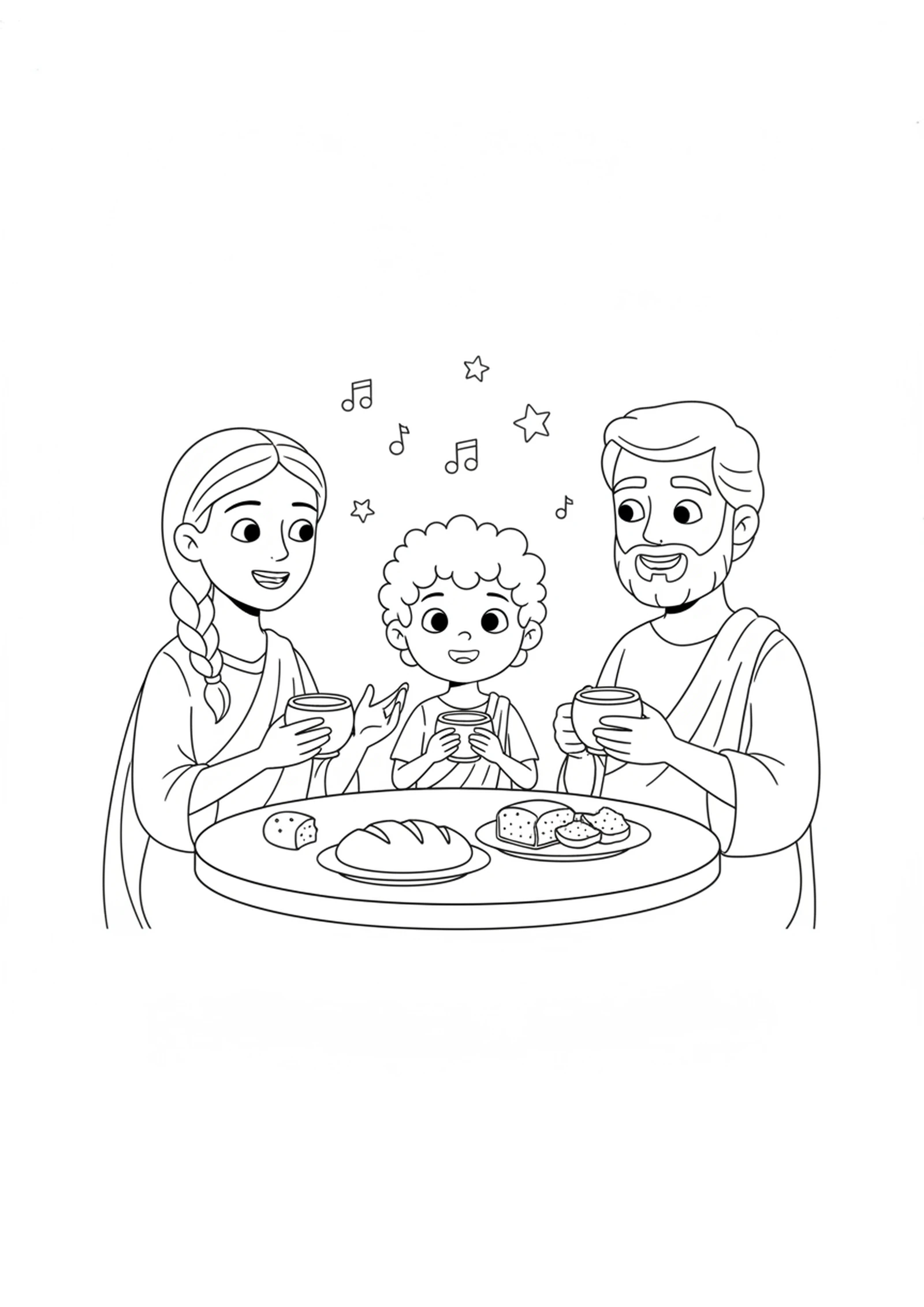 Teaching Apollos at Supper — printable Bible coloring page from Priscilla, Aquila and Apollos