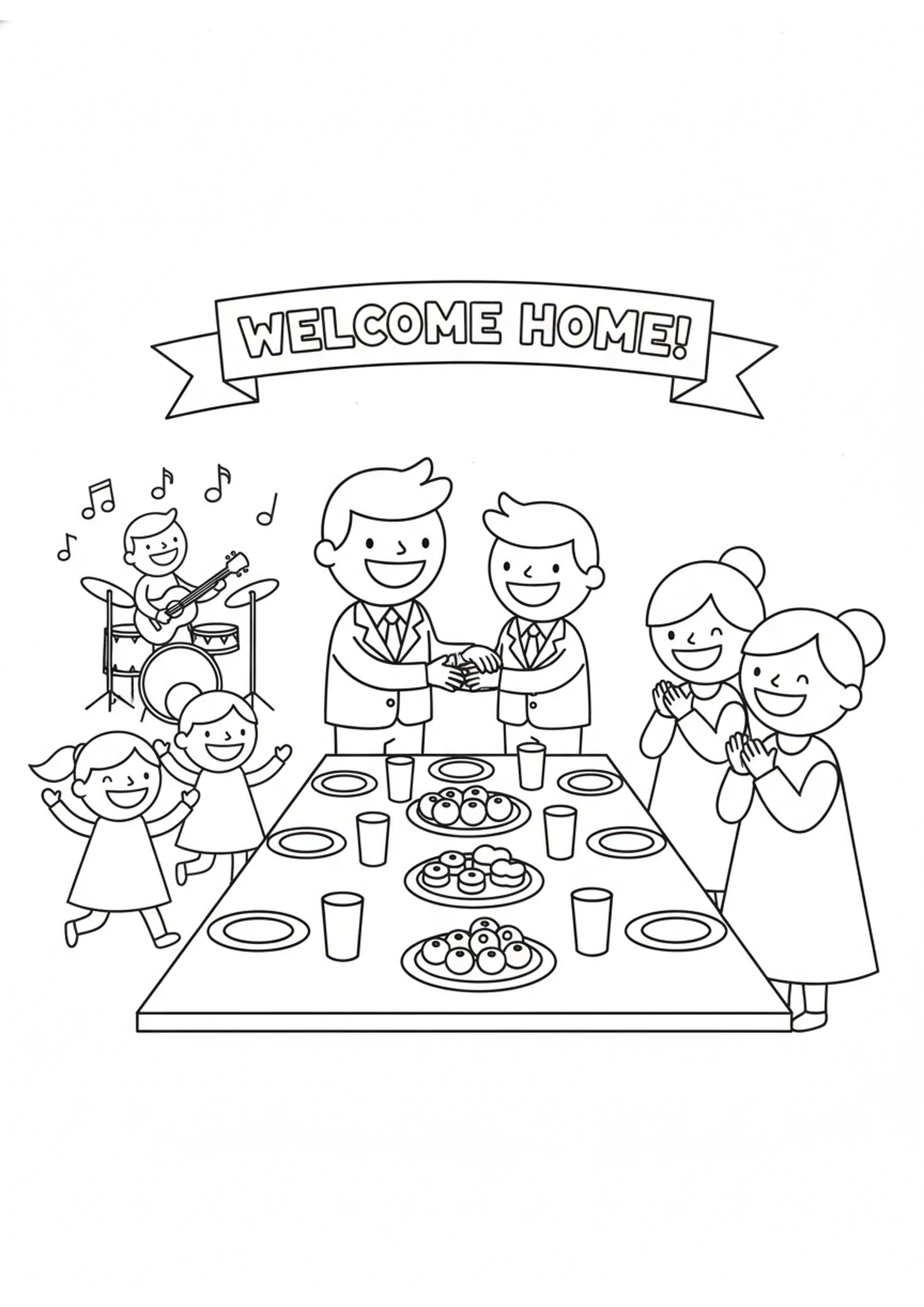 The Welcome-Home Feast — printable Bible coloring page from The Prodigal Son