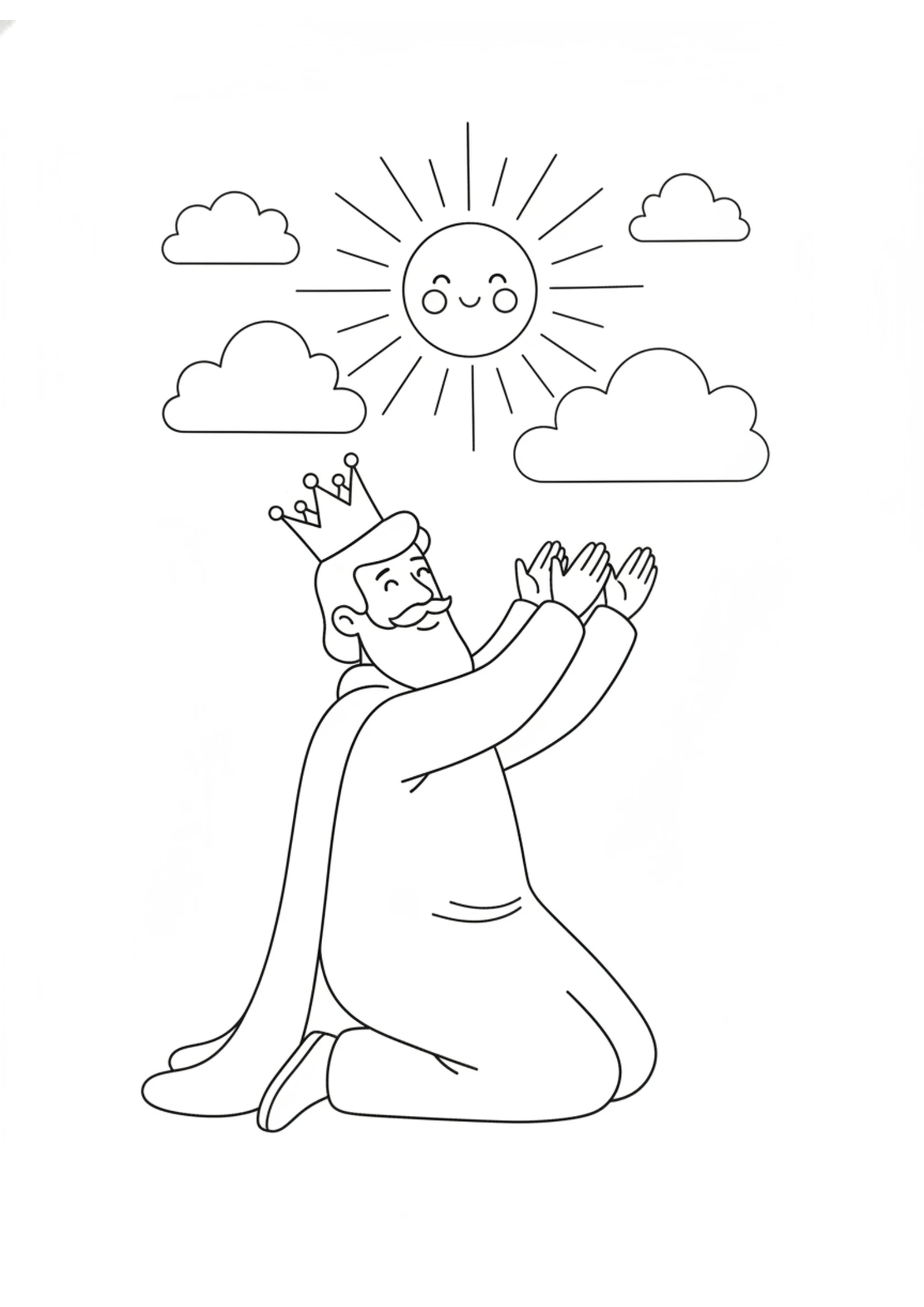 The King Praises God — printable Bible coloring page from The Proud King Humbled