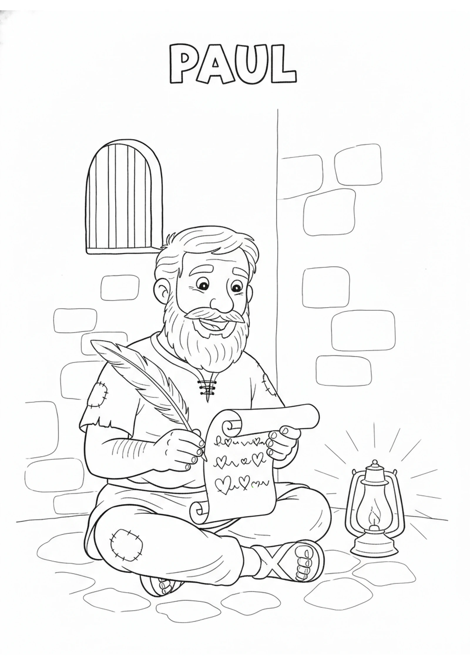Paul Writes a Joyful Letter — printable Bible coloring page from Rejoice Always