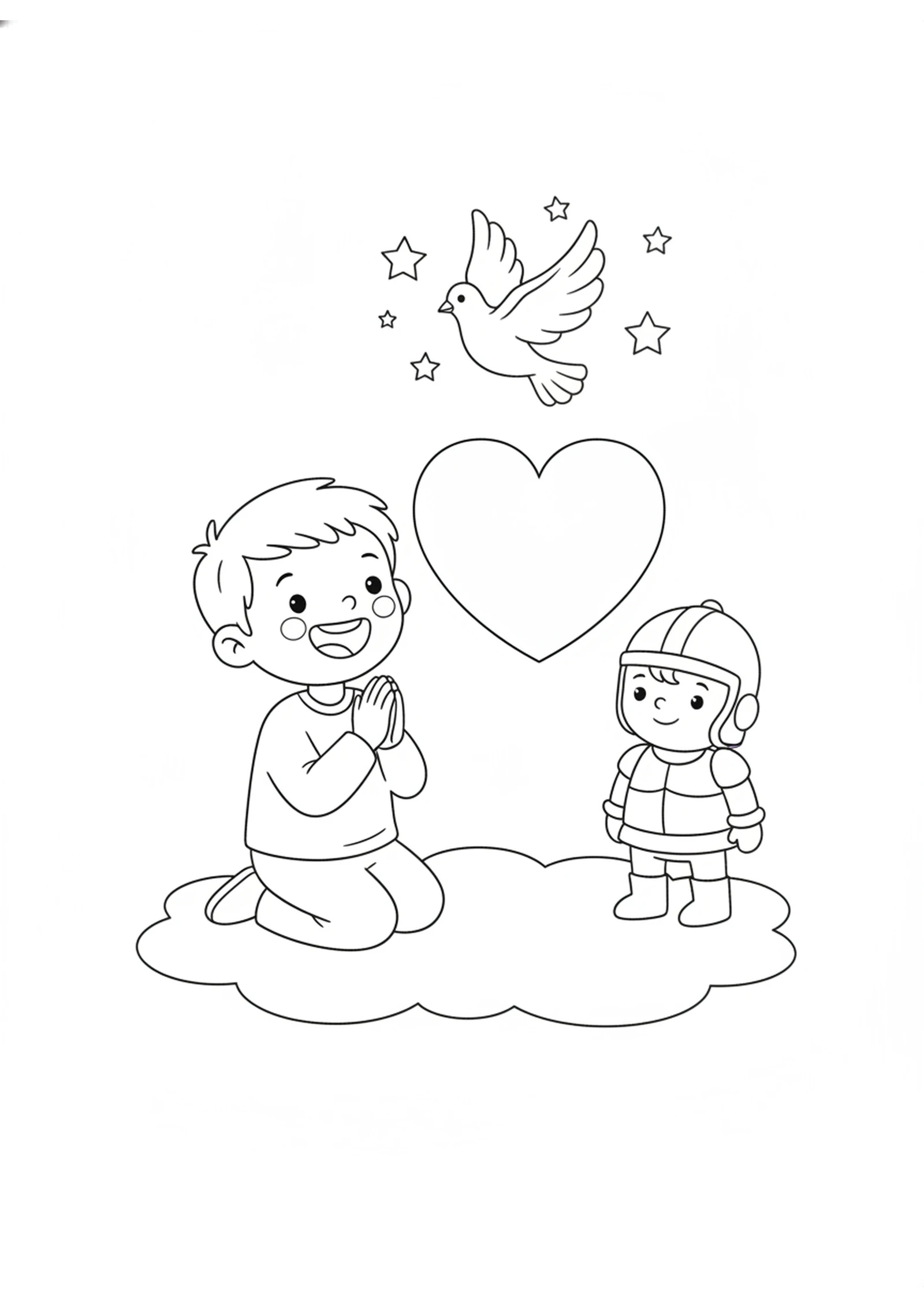 God's Peace Guards Our Hearts — printable Bible coloring page from Rejoice Always