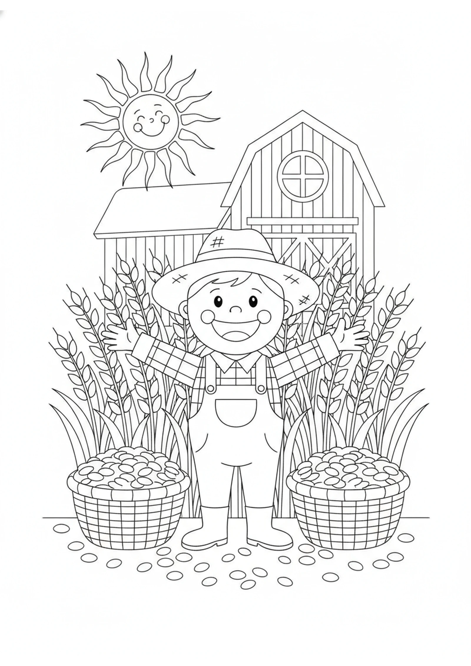 The Overflowing Harvest — printable Bible coloring page from The Rich Fool
