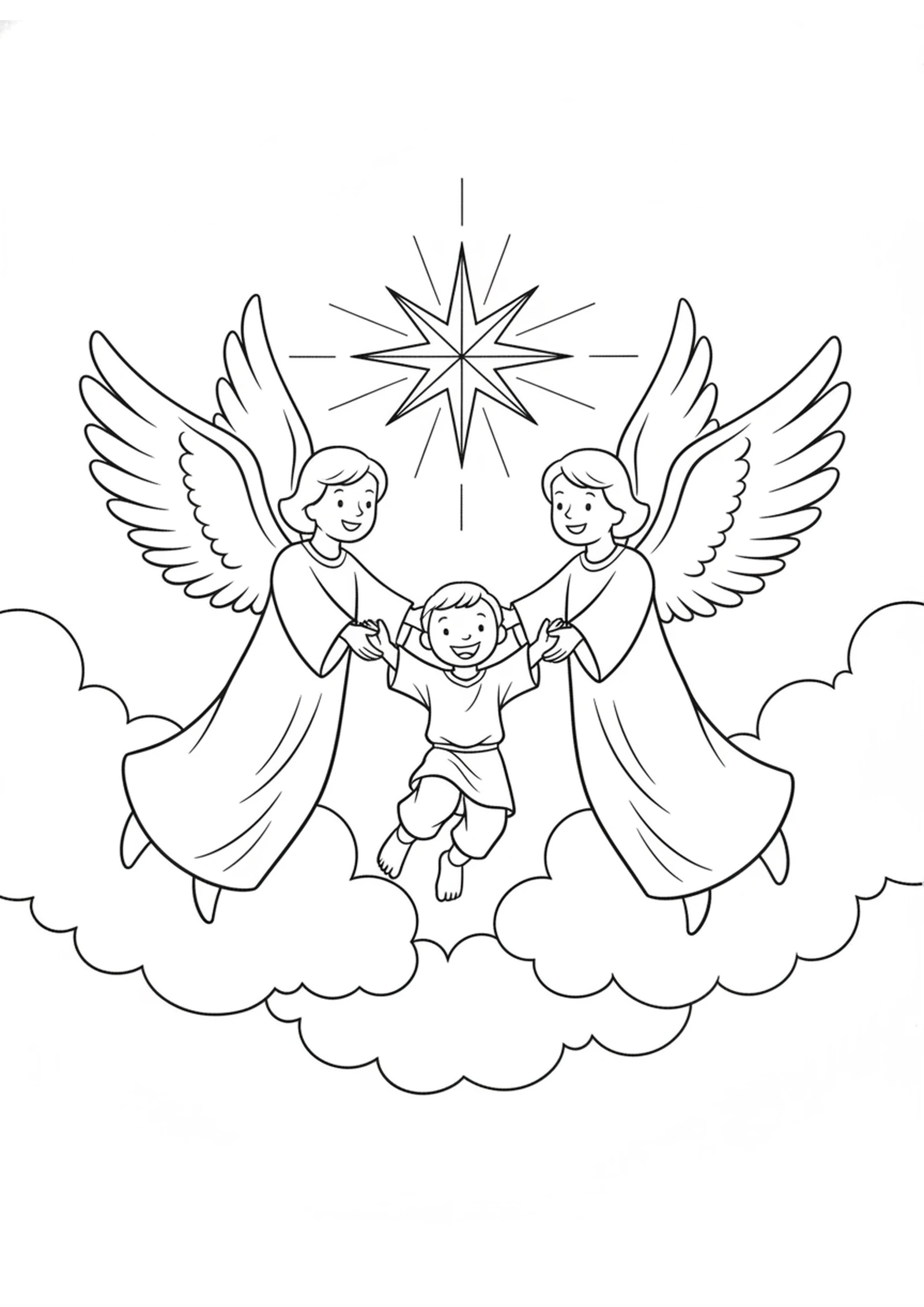 Carried by Angels — printable Bible coloring page from The Rich Man and Lazarus