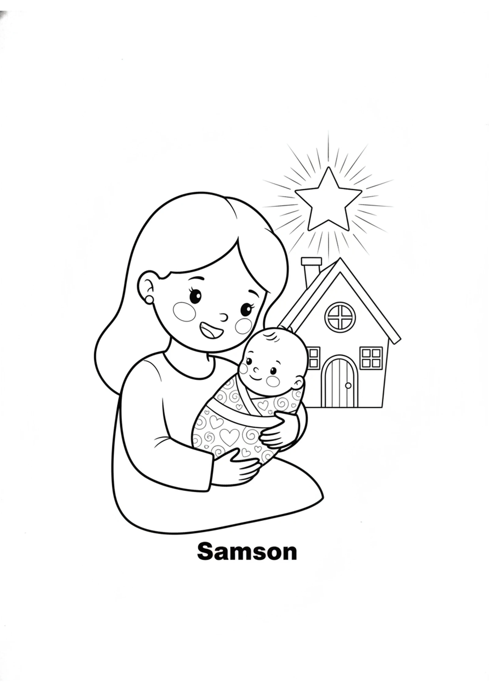 Baby Samson — printable Bible coloring page from Samson Is Born