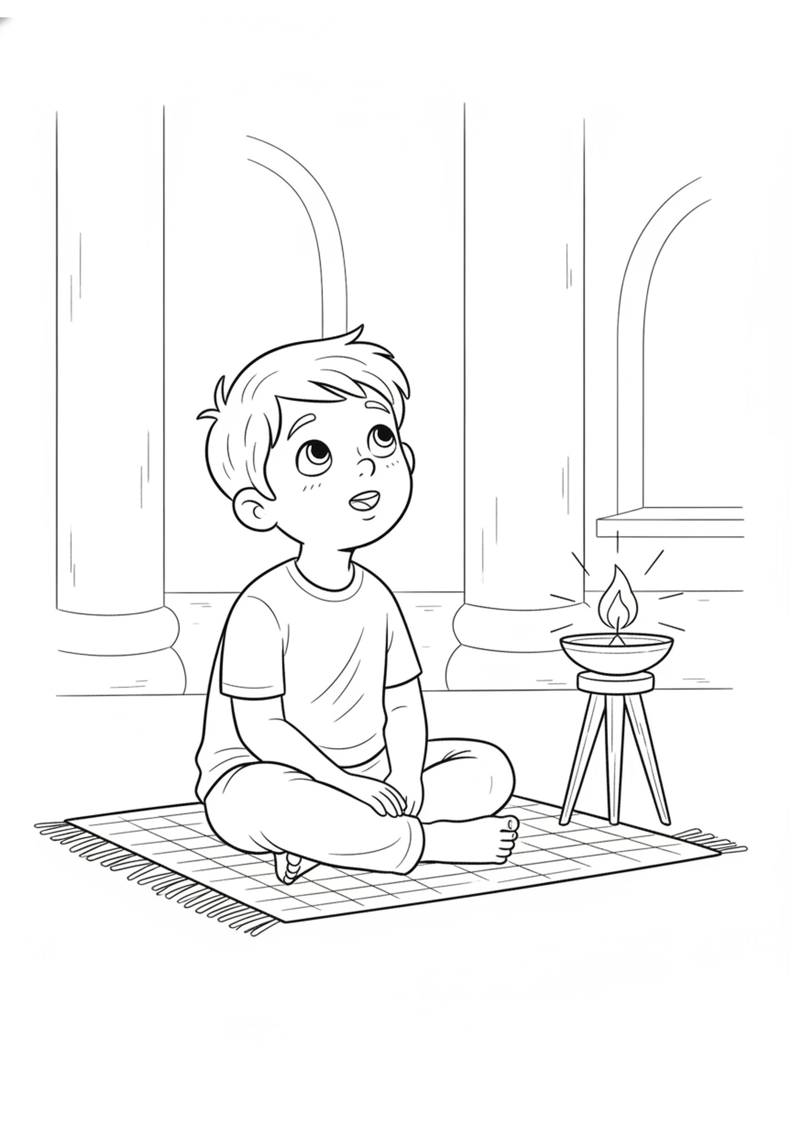 Samuel Hears God in the Night — printable Bible coloring page from God Calls Samuel in the Night