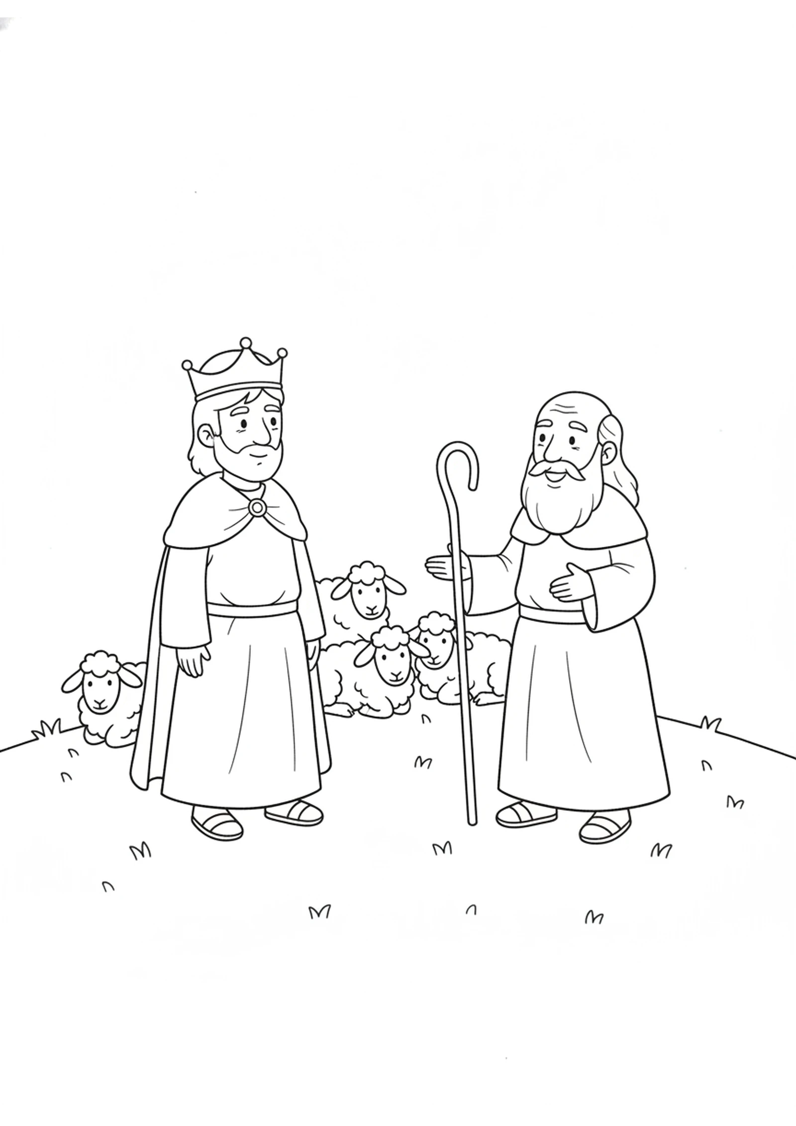King Saul and the Prophet Samuel — printable Bible coloring page from Saul’s Disobedience — Obeying Beats Sacrifice