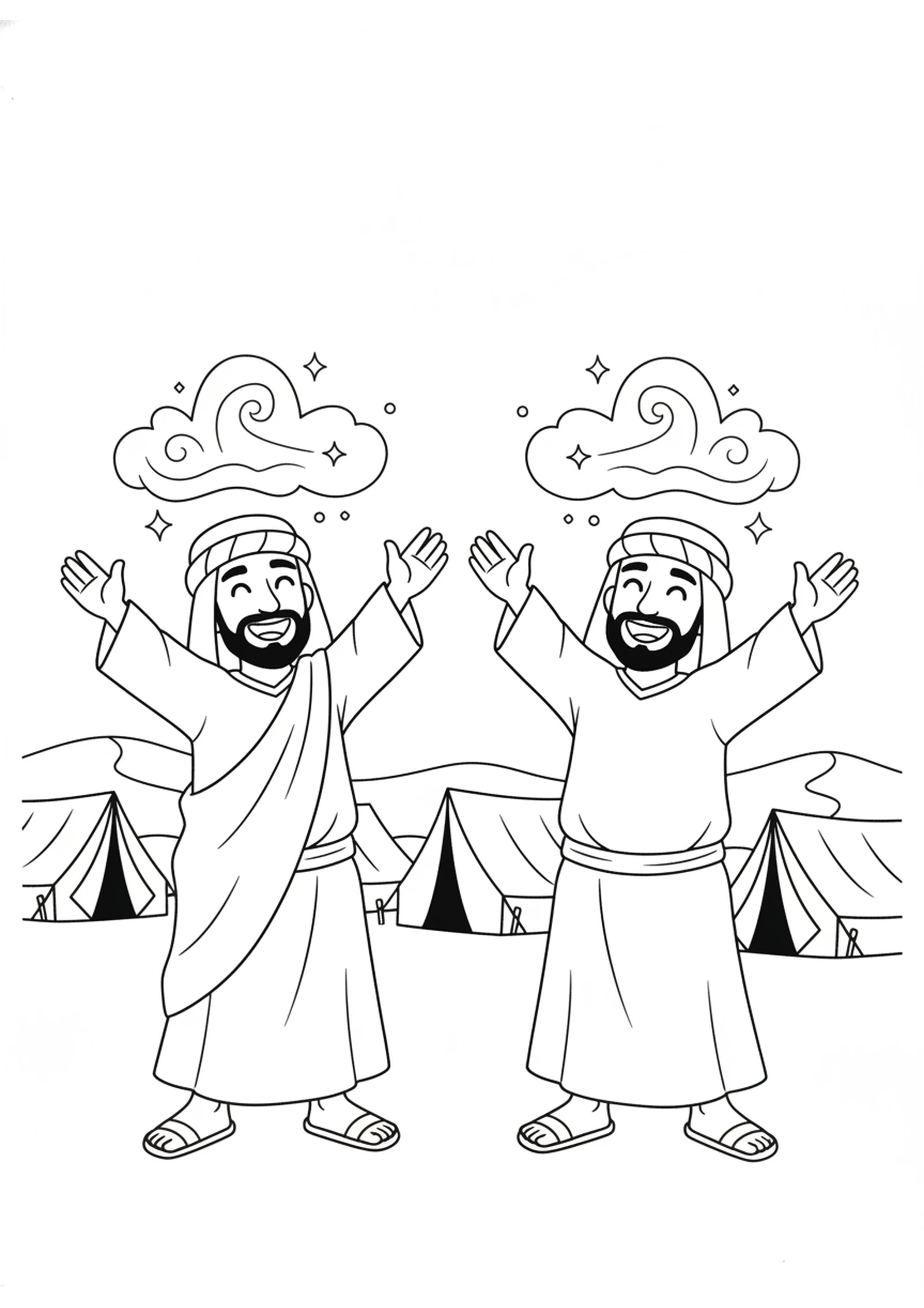 God's Spirit in the Camp — printable Bible coloring page from God’s Spirit on the Seventy Elders