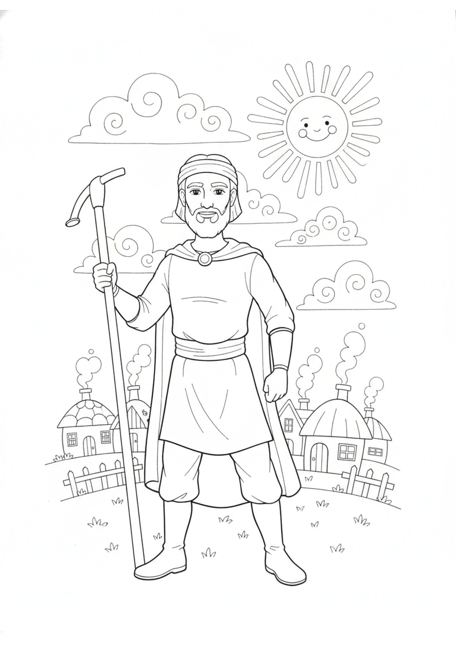Brave and Trusting — printable Bible coloring page from Shamgar and His Ox-Goad