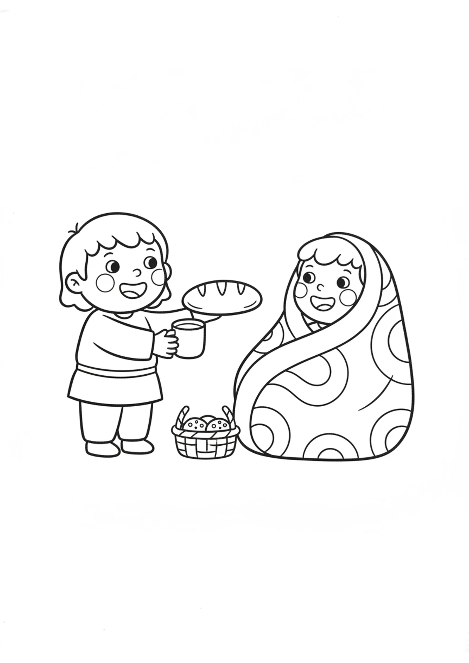 A Kind Helping Hand — printable Bible coloring page from The Sheep and the Goats