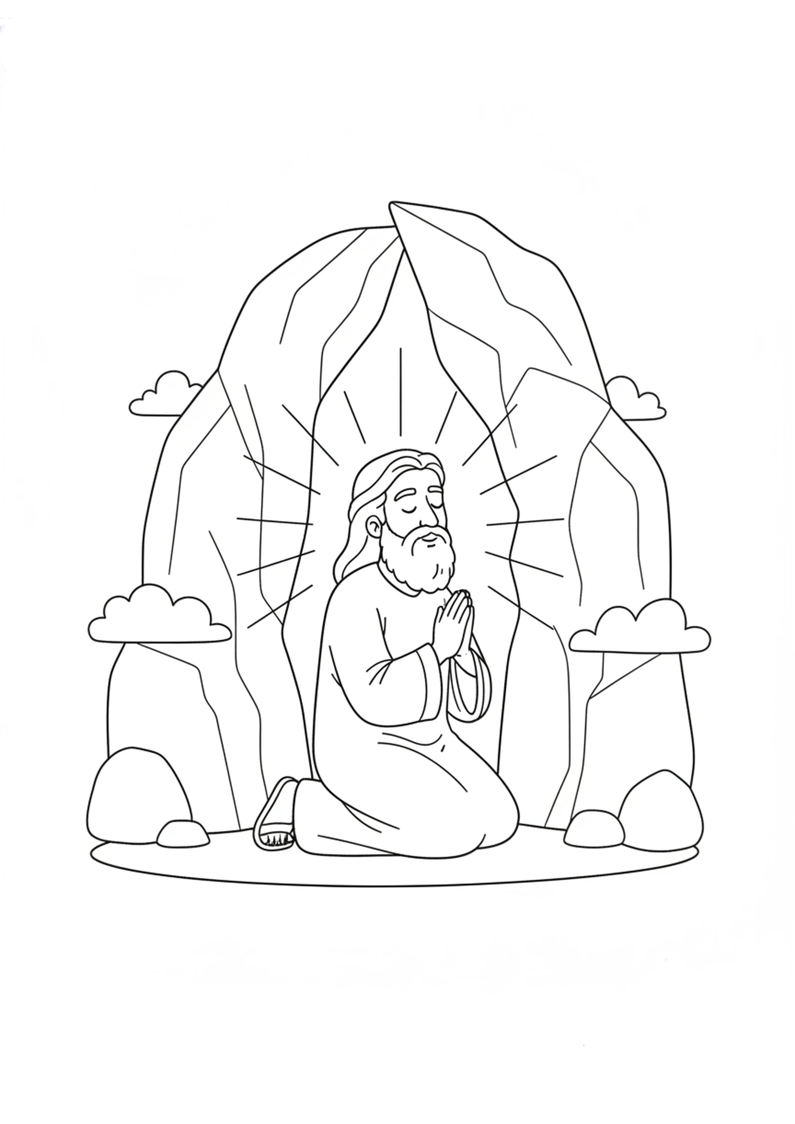 Moses in the Cleft of the Rock — printable Bible coloring page from Moses Sees God’s Glory — The Shining Face
