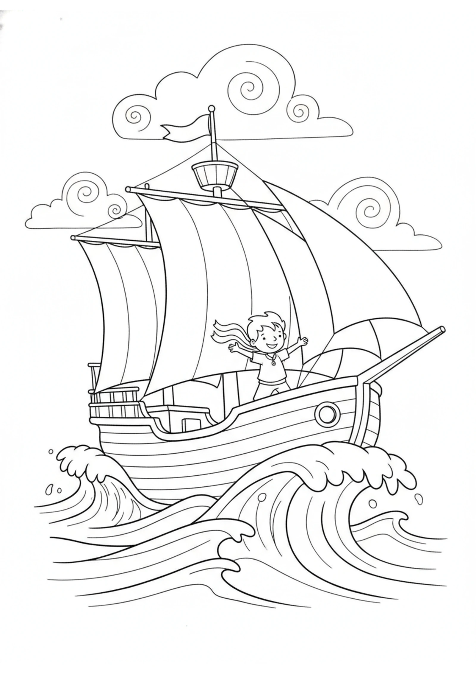 The Storm at Sea — printable Bible coloring page from Shipwreck! — Safe on Malta
