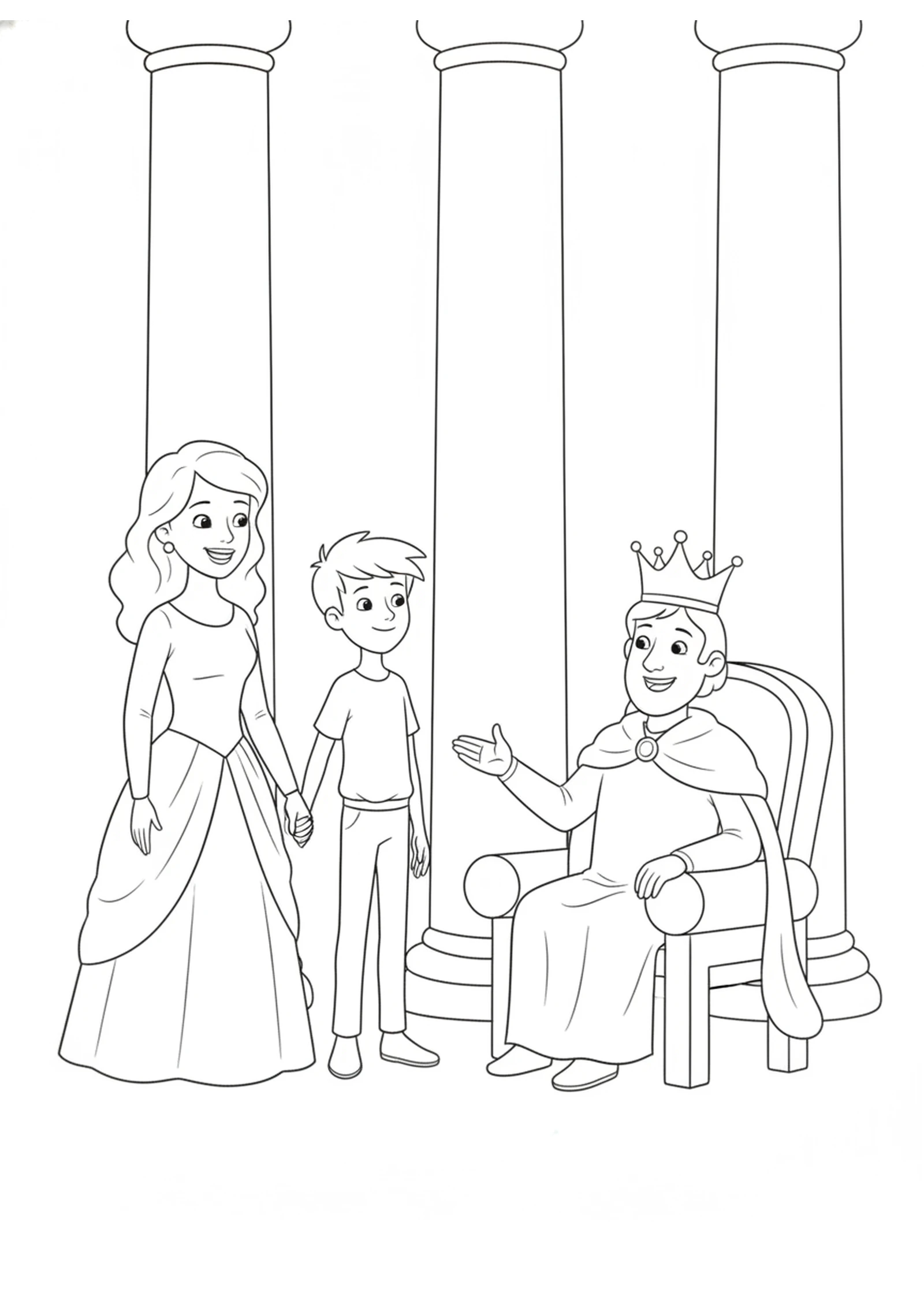 Before the King — printable Bible coloring page from The Shunammite Gets Her Land Back