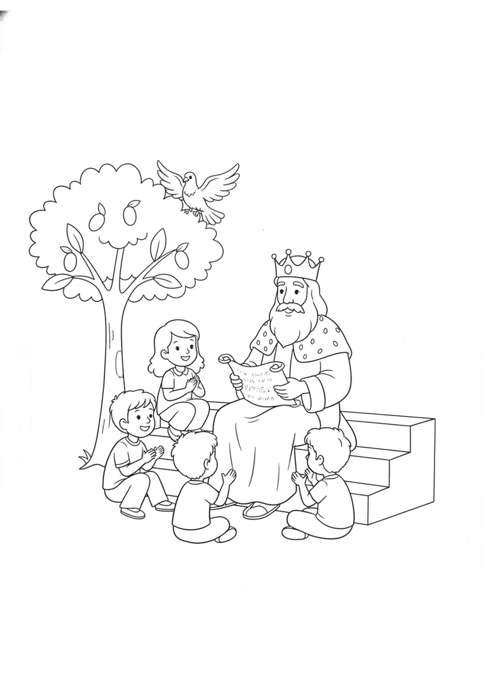 The Wise King Teaching — printable Bible coloring page from Solomon’s Wise Sayings
