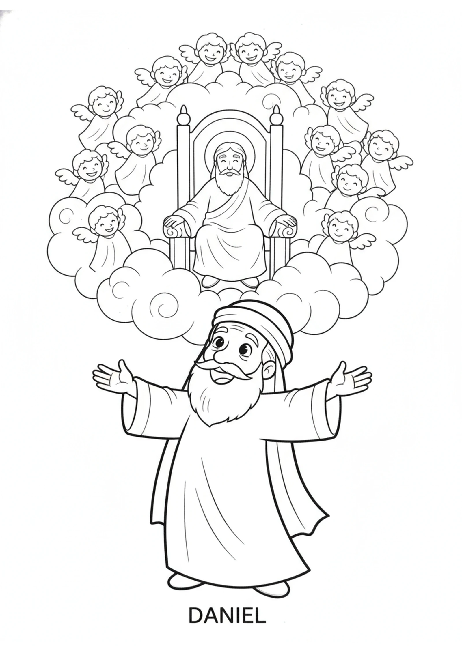 The Shining Throne — printable Bible coloring page from Daniel’s Vision of the Son of Man