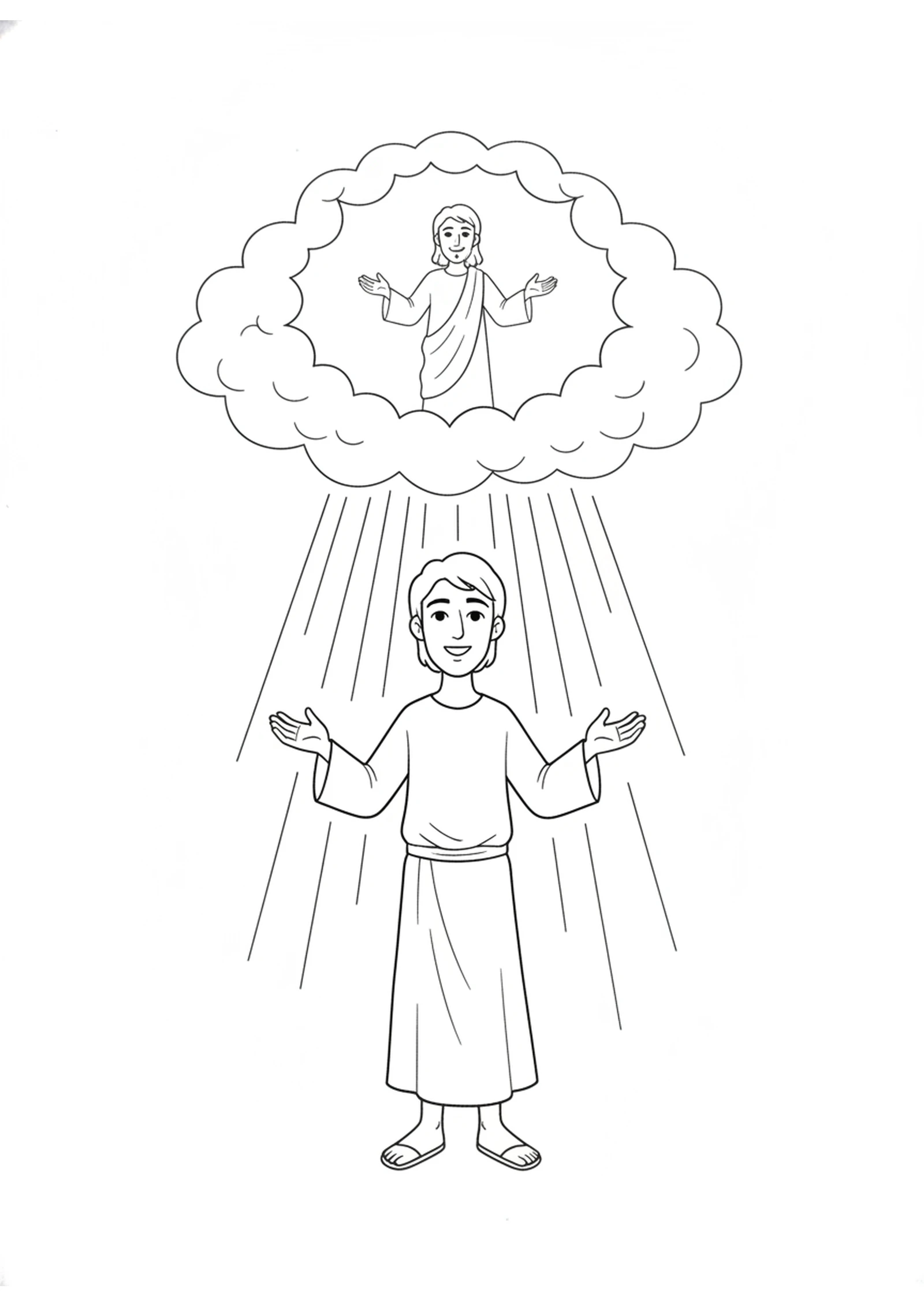 Stephen Sees Heaven Open — printable Bible coloring page from Stephen Sees Heaven Open
