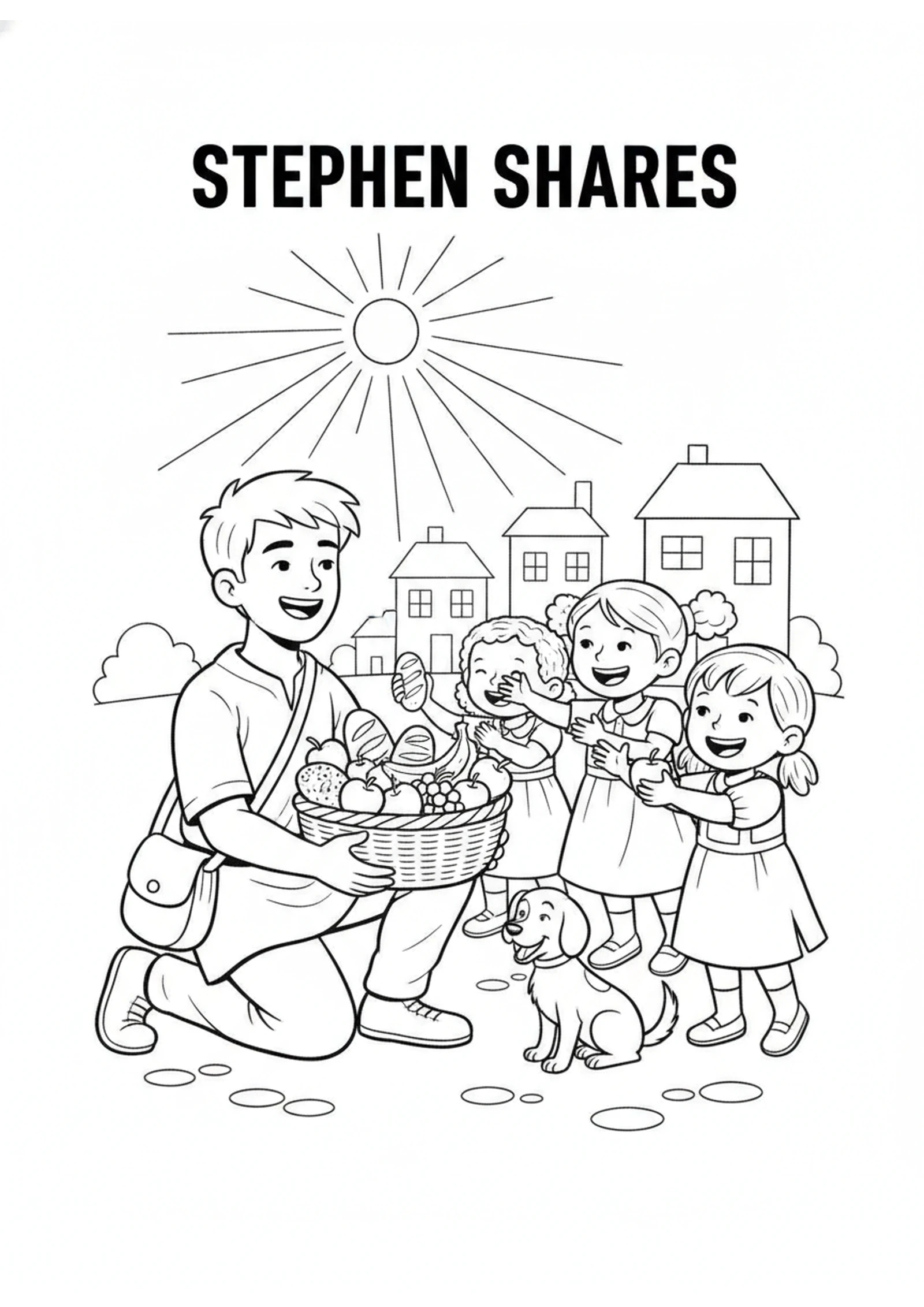 Stephen the Kind Helper — printable Bible coloring page from Stephen Sees Heaven Open